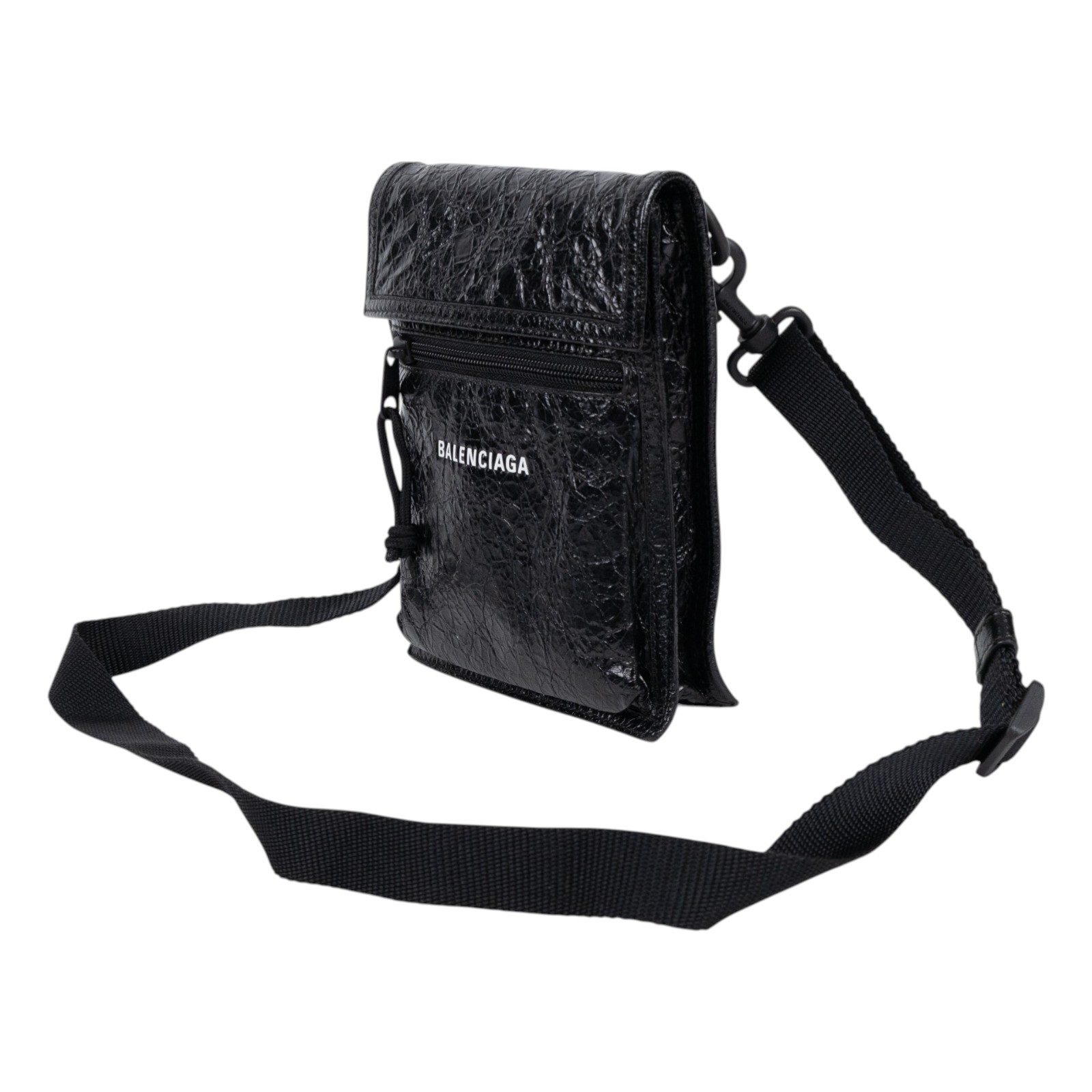 巴黎世家 BALENCIAGA Explorer 小型 小包 6559821VG7X 黑油蠟皮手機包 防塵袋