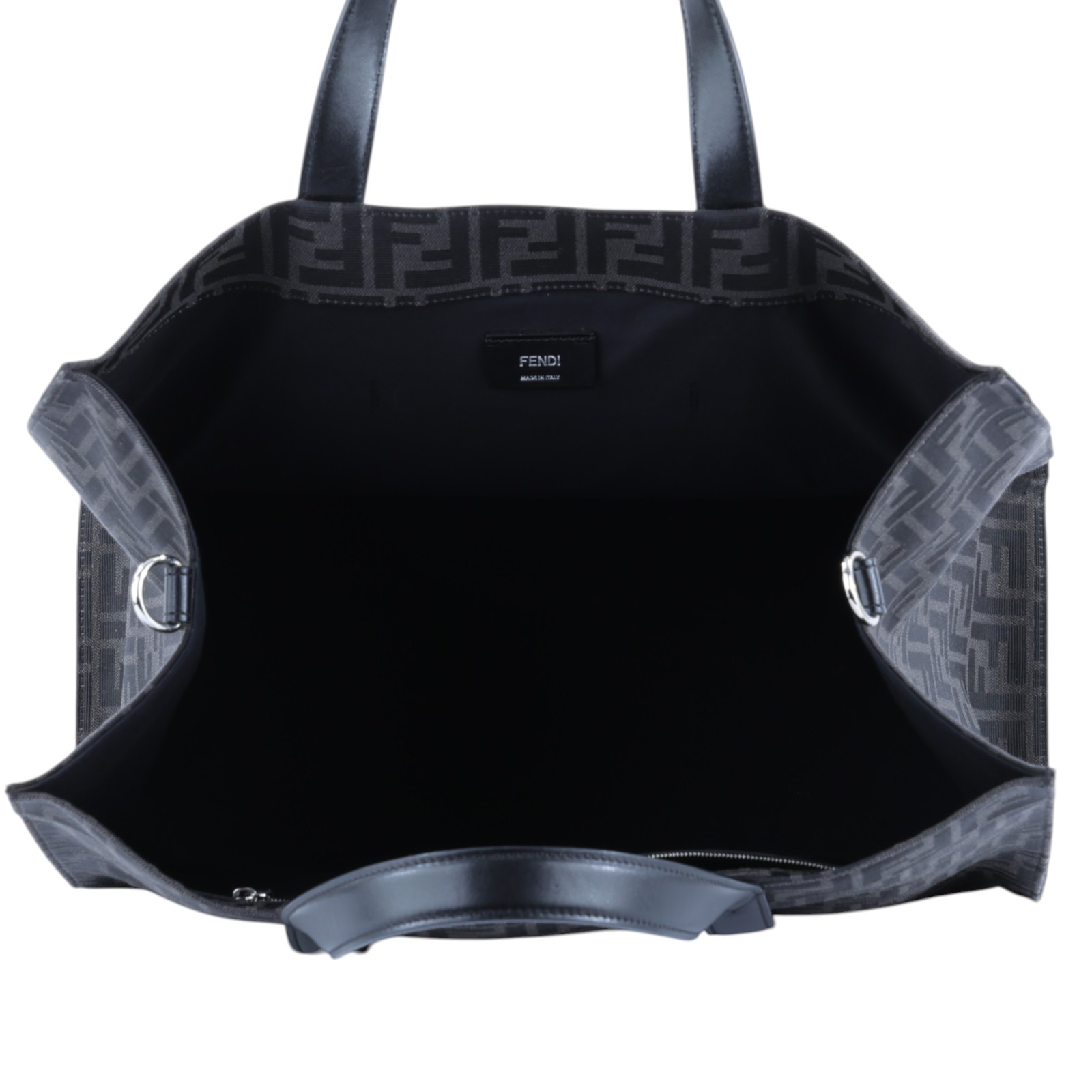 芬迪 FENDI Jacquard FF 手提包 肩背包 7VA390AG0M 灰黑FF大托特包 2WAY 防塵袋