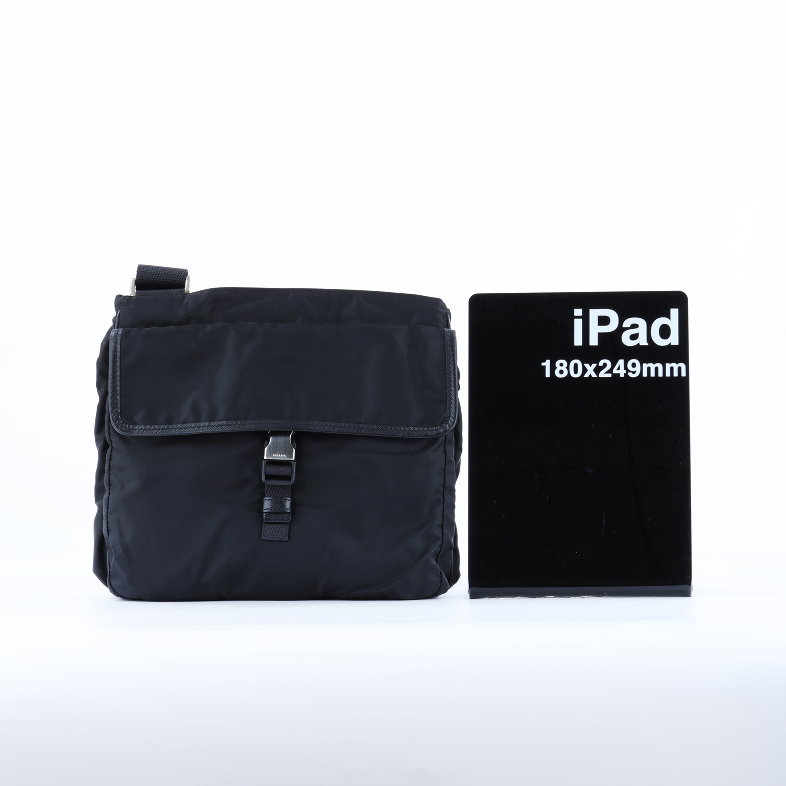 普拉達 PRADA Tessuto Nylon 肩背包 手提包 VA0269_064 黑單肩包 防塵袋/保證卡