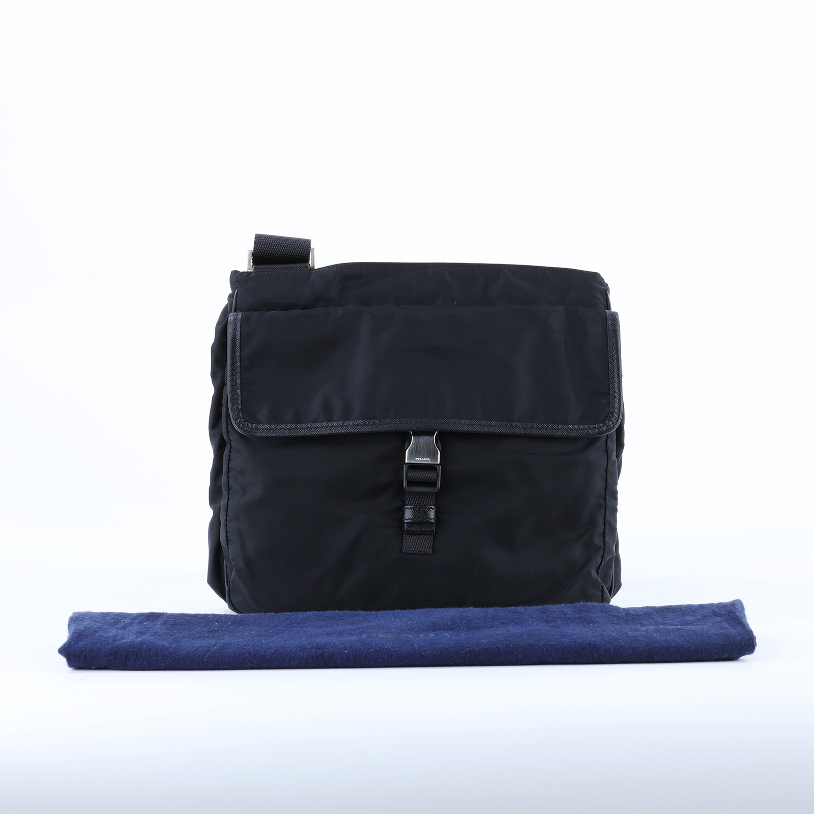 普拉達 PRADA Tessuto Nylon 肩背包 手提包 VA0269_064 黑單肩包 防塵袋/保證卡