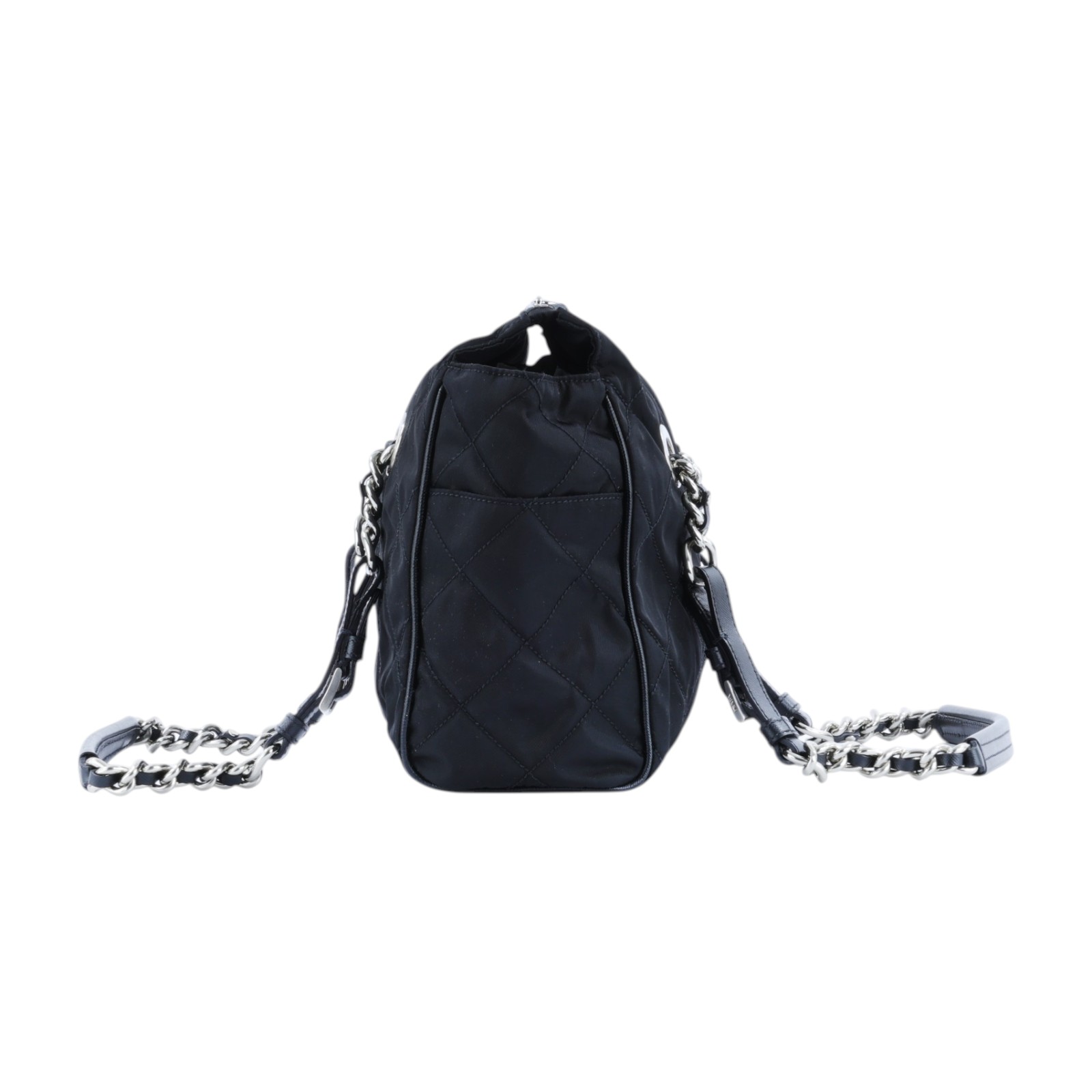 普拉達 PRADA Tessuto Nylon 肩背包 托特包 BR2236 黑菱格托特鍊包 防塵袋/保證卡