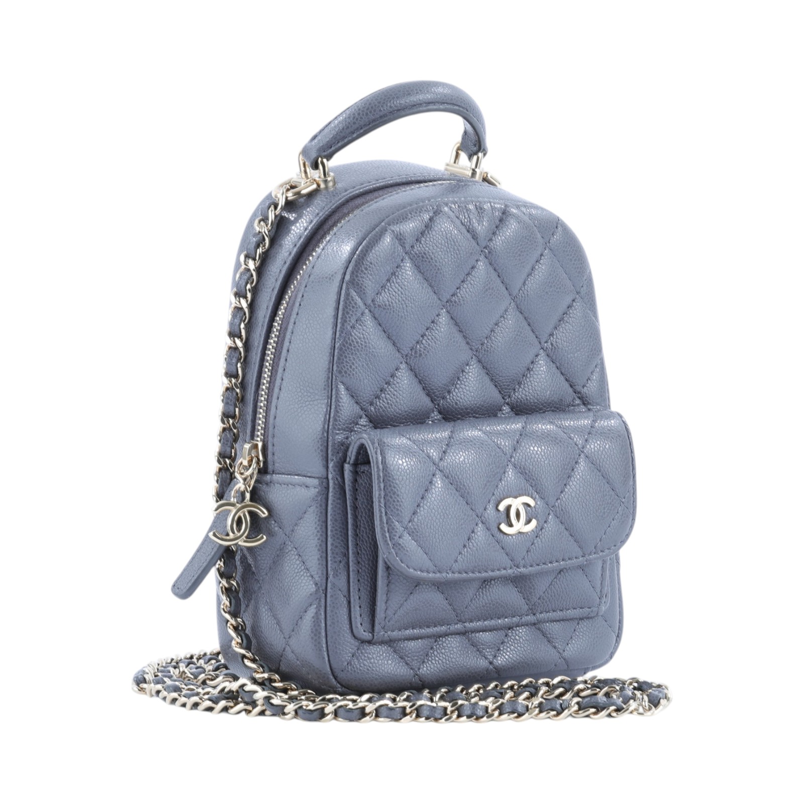 香奈兒 CHANEL 經典 迷你 後背包 AP3753 晶片款 灰荔枝迷你後背包 原廠盒子/防塵袋