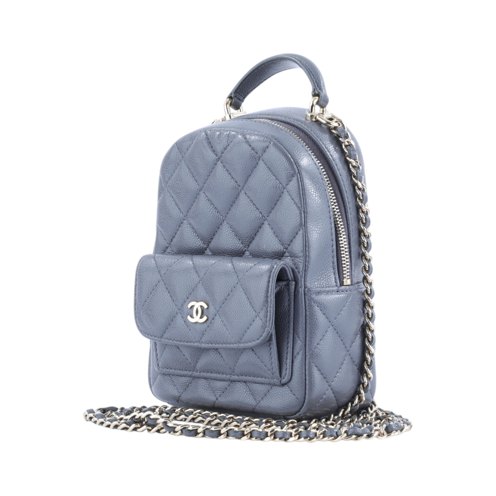 香奈兒 CHANEL 經典 迷你 後背包 AP3753 晶片款 灰荔枝迷你後背包 原廠盒子/防塵袋