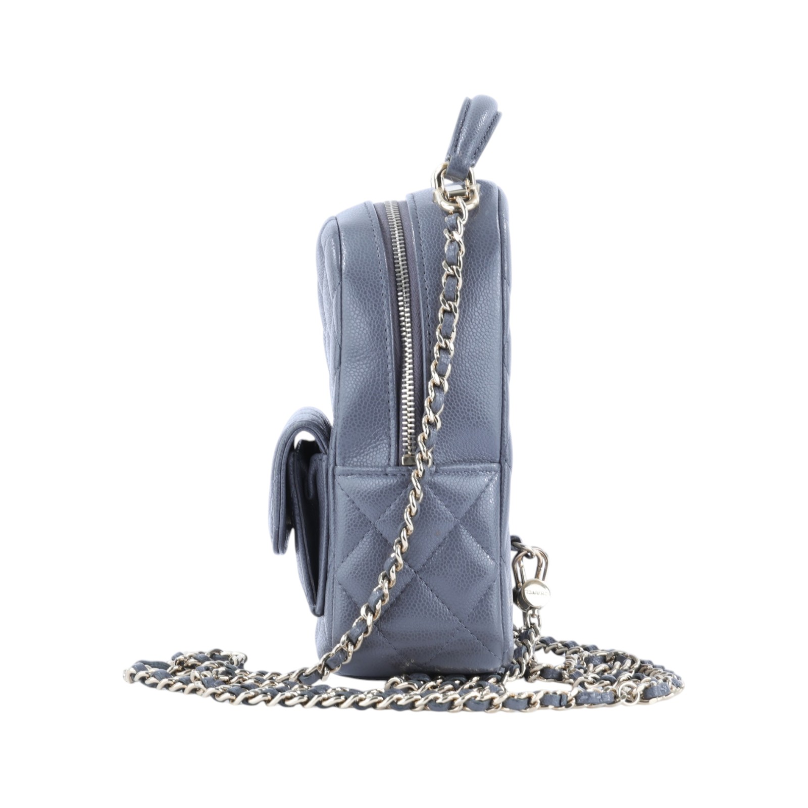 香奈兒 CHANEL 經典 迷你 後背包 AP3753 晶片款 灰荔枝迷你後背包 原廠盒子/防塵袋