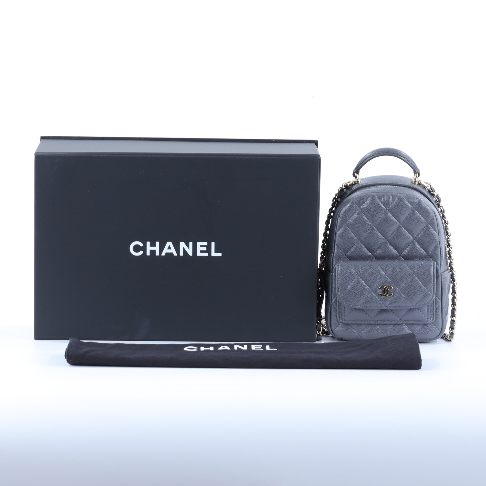 香奈兒 CHANEL 經典 迷你 後背包 AP3753 晶片款 灰荔枝迷你後背包 原廠盒子/防塵袋