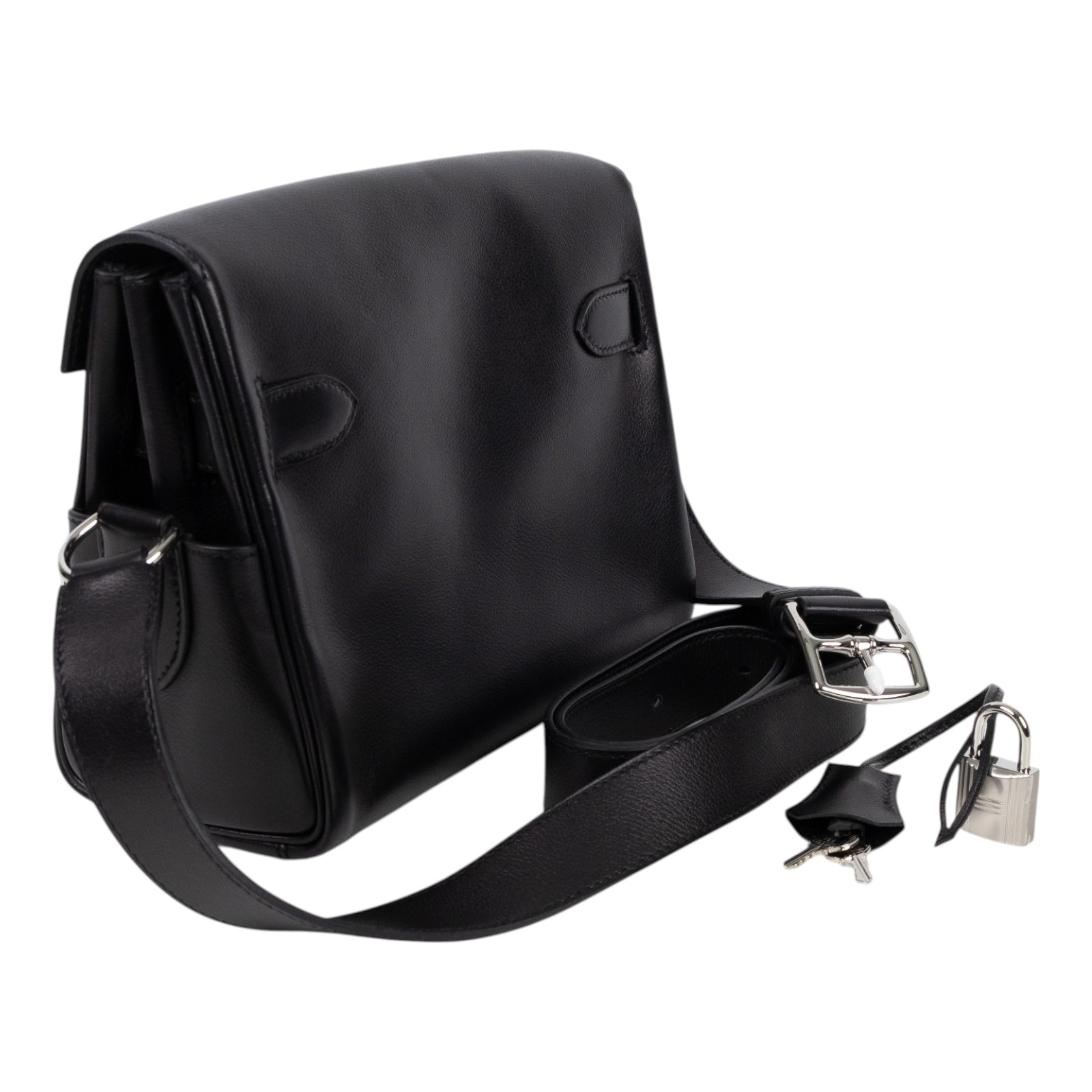 愛馬仕 Hermes Kelly Bag 凱莉包 Messenger PM 手提包 黑色 銀扣 H085009CK89 /W刻  原廠盒子/防塵袋/鎖組