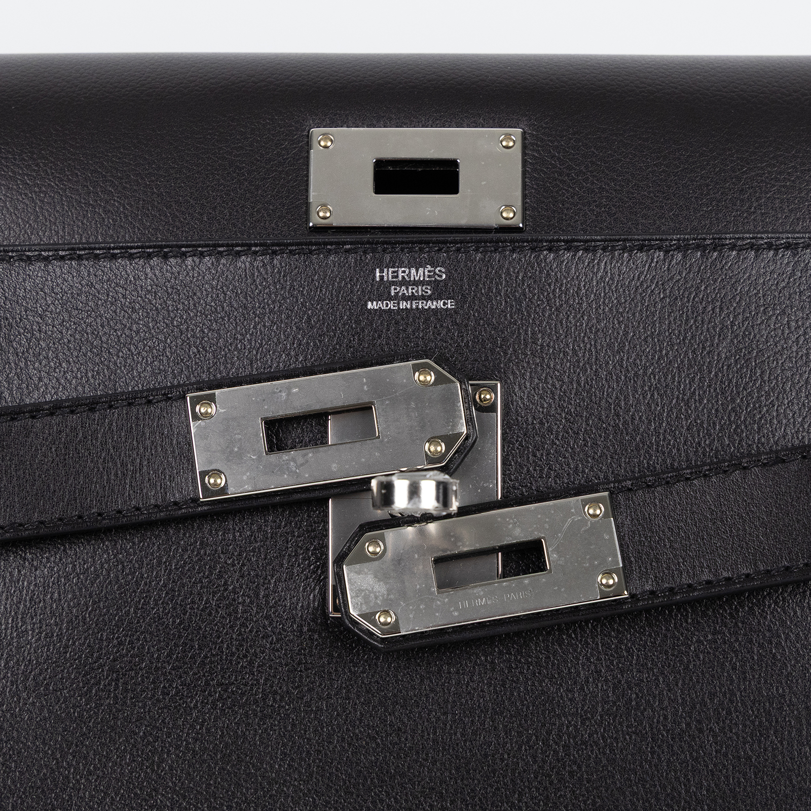 愛馬仕 Hermes Kelly Bag 凱莉包 Messenger PM 手提包 黑色 銀扣 H085009CK89 /W刻  原廠盒子/防塵袋/鎖組