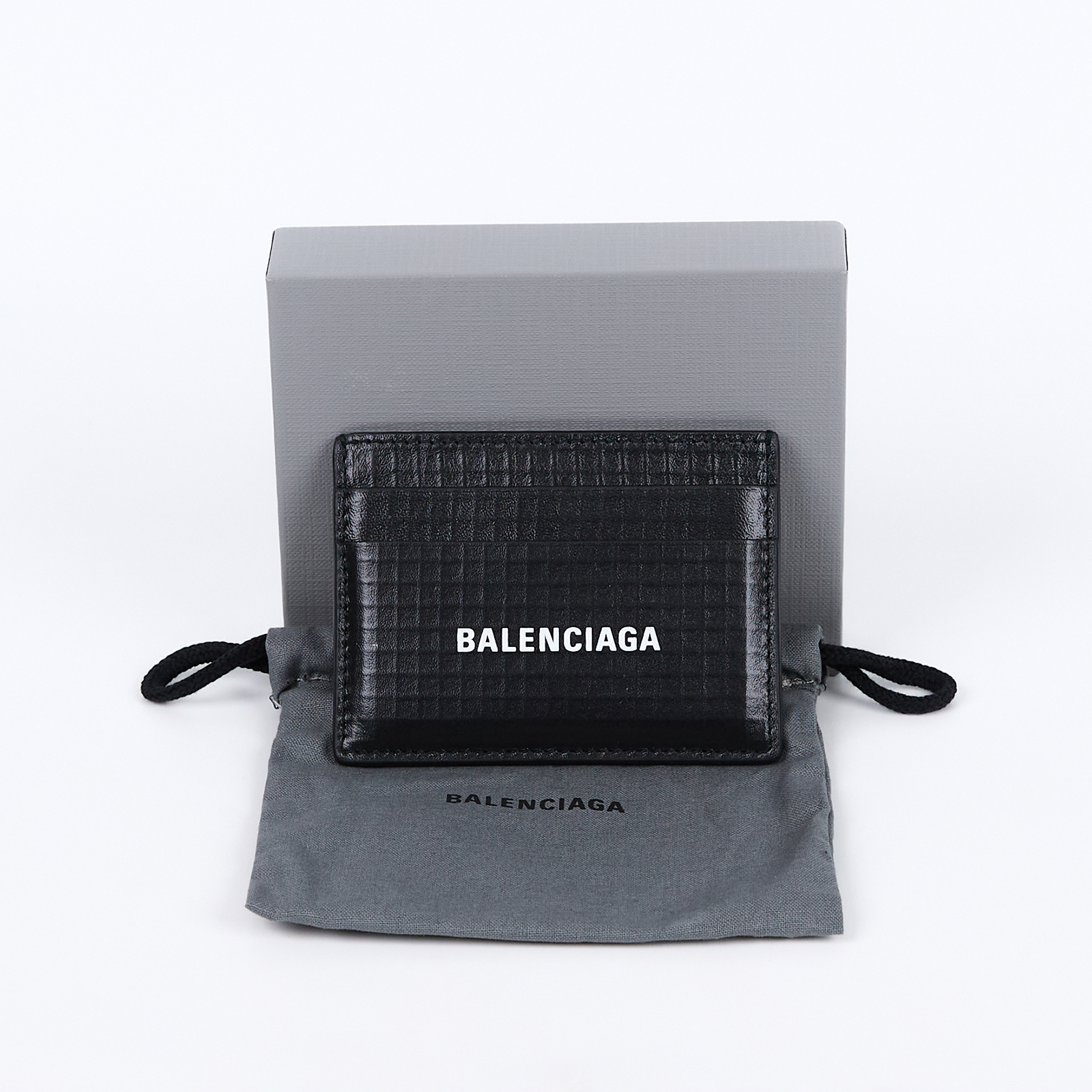 巴黎世家 BALENCIAGA 卡片夾 5943092AAZP 黑格紋卡夾 原廠盒子/防塵袋