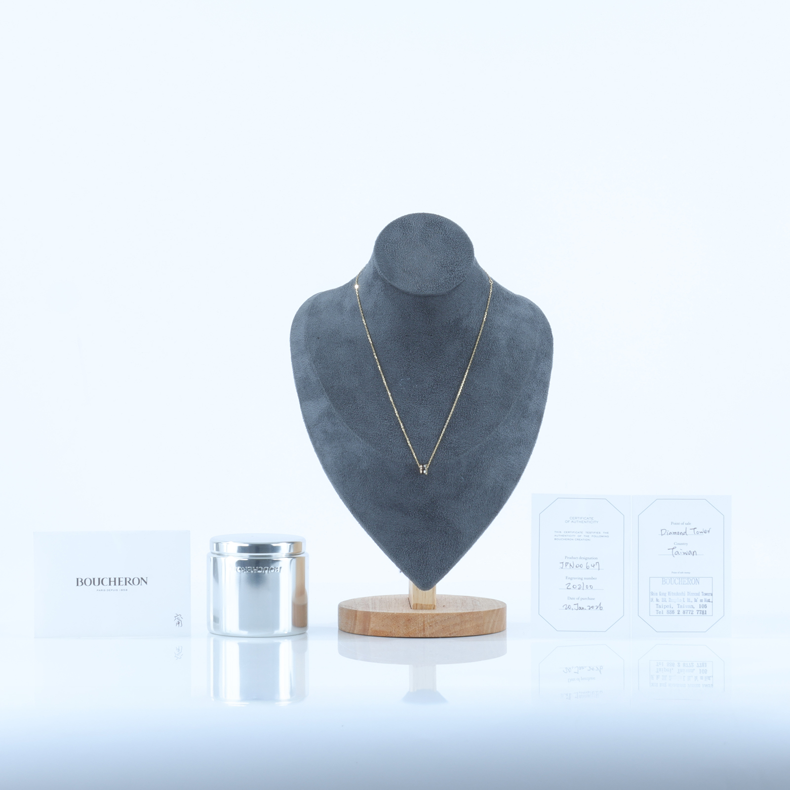 寶詩龍 BOUCHERON Quatre Classique 吊墜項鍊 JPN00647 K18 Quatre Classique系列吊墜項鍊 原廠盒子/保書