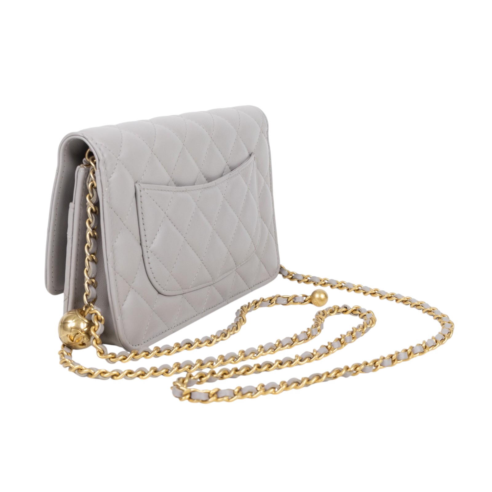 香奈兒 CHANEL 菱格紋 WOC 金球 鍊帶包 AP1450 晶片款 灰羊金球woc 原廠盒子/防塵袋