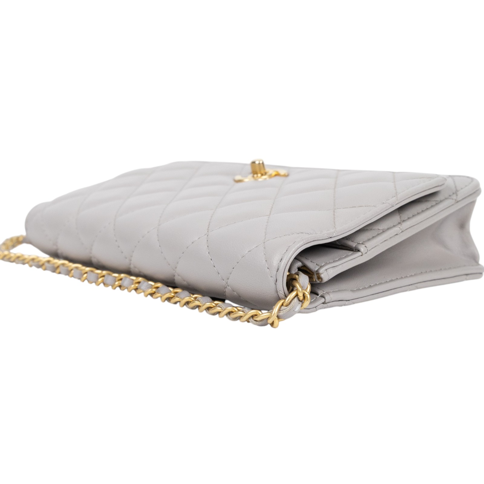 香奈兒 CHANEL 菱格紋 WOC 金球 鍊帶包 AP1450 晶片款 灰羊金球woc 原廠盒子/防塵袋