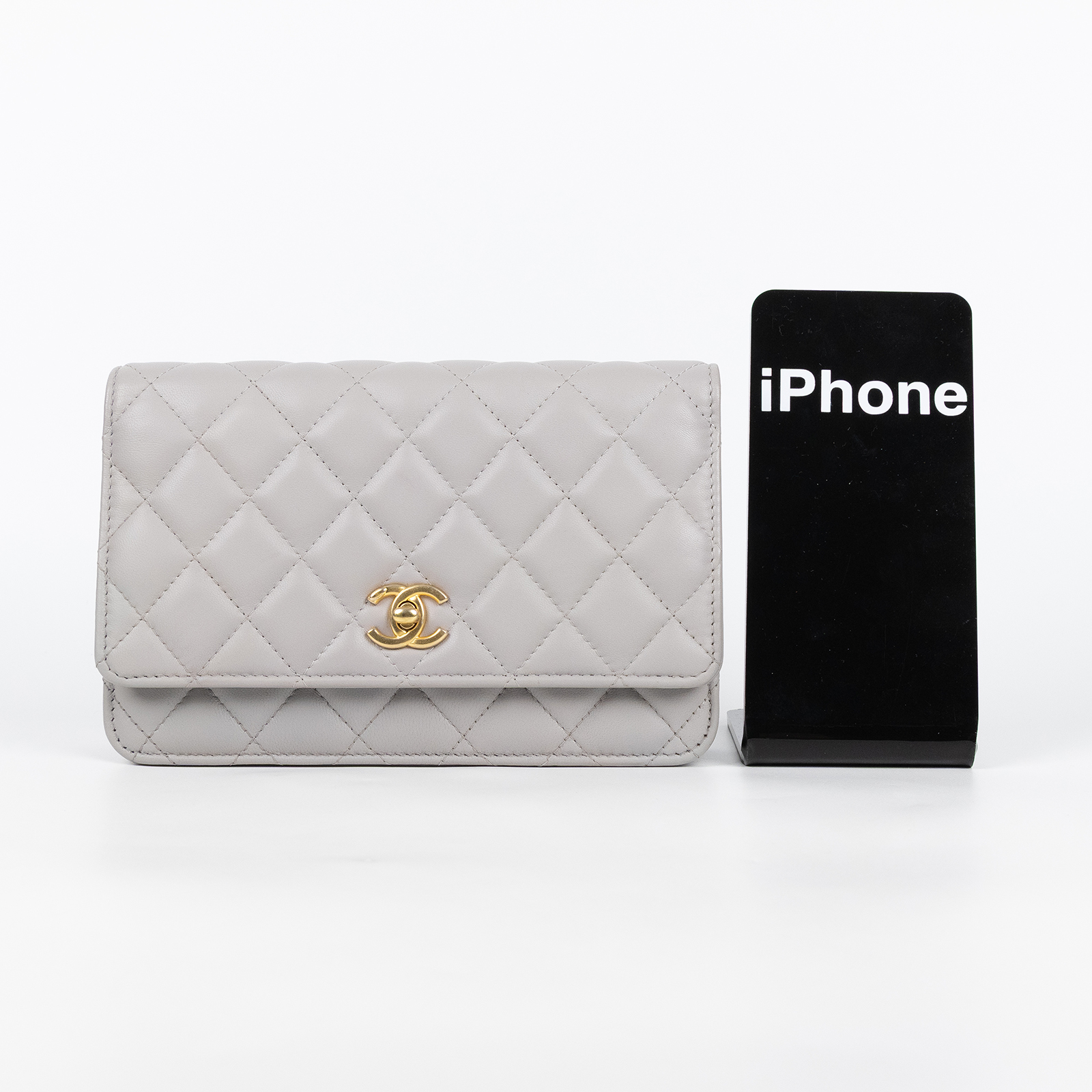 香奈兒 CHANEL 菱格紋 WOC 金球 鍊帶包 AP1450 晶片款 灰羊金球woc 原廠盒子/防塵袋