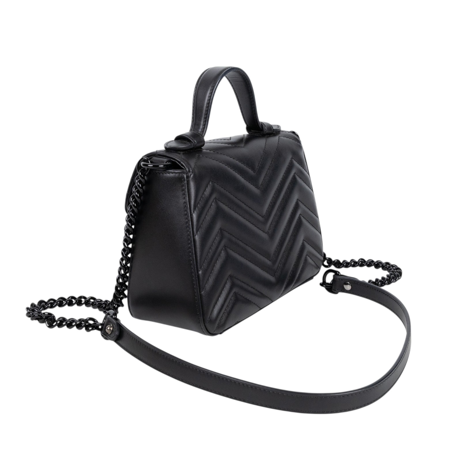 古馳 GUCCI GG Marmont 肩背包 斜背包 手提包 702563 DTDFV 黑GG Marmont Top Handle 包 2WAY 防塵袋