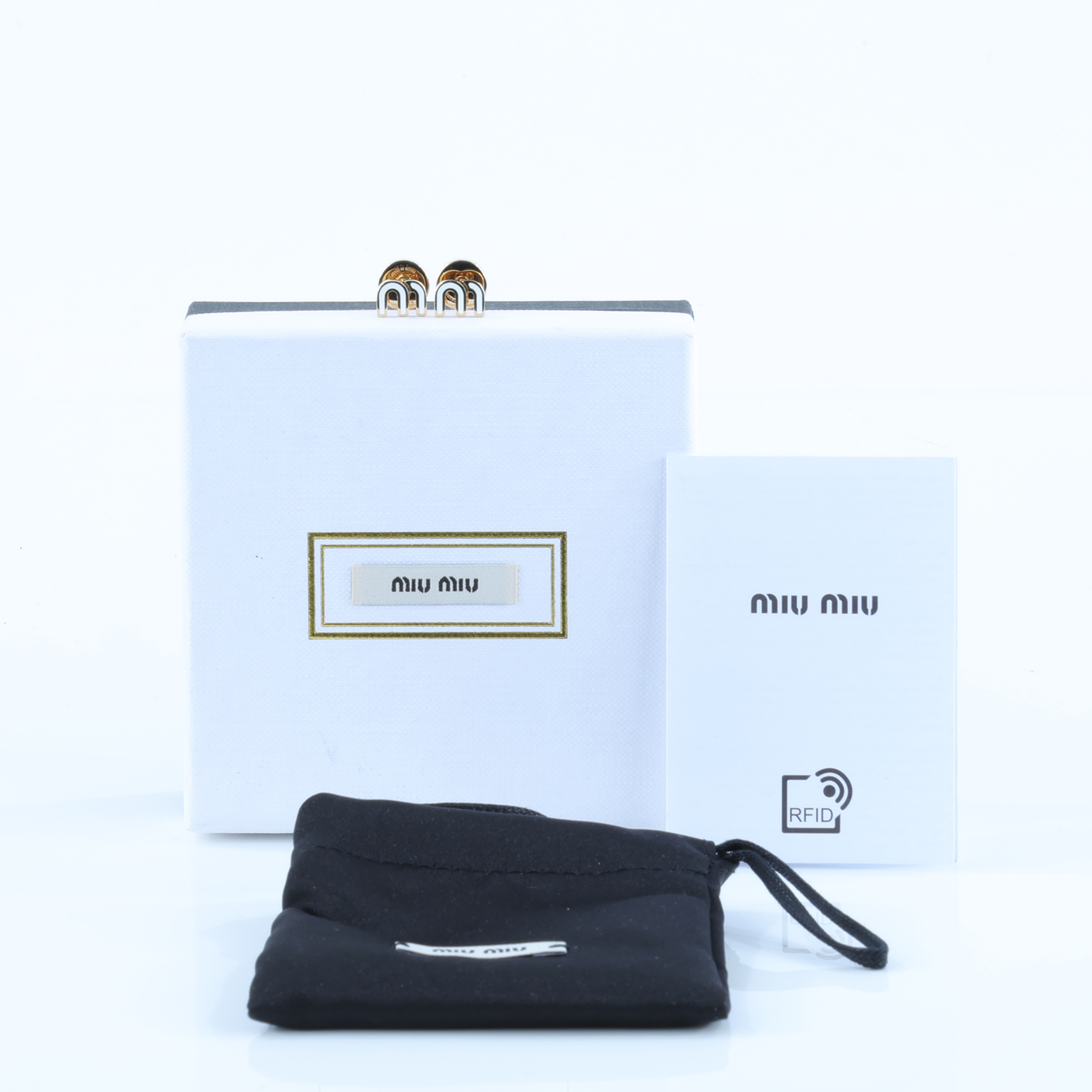 繆繆 MIU MIU 搪瓷金屬耳環 耳釘 5JO911_2F6T 耳環 原廠盒子/防塵袋