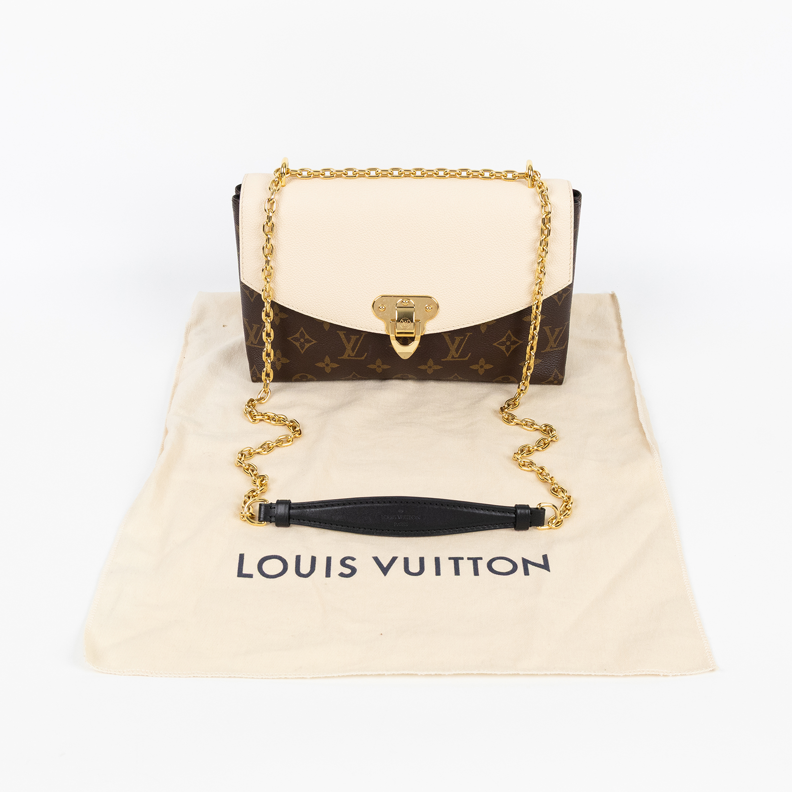 路易威登 LOUIS VUITTON Saint Placide 肩背包 斜背包 M43584 原花奶油白Sanit Placide掀蓋練包 防塵袋