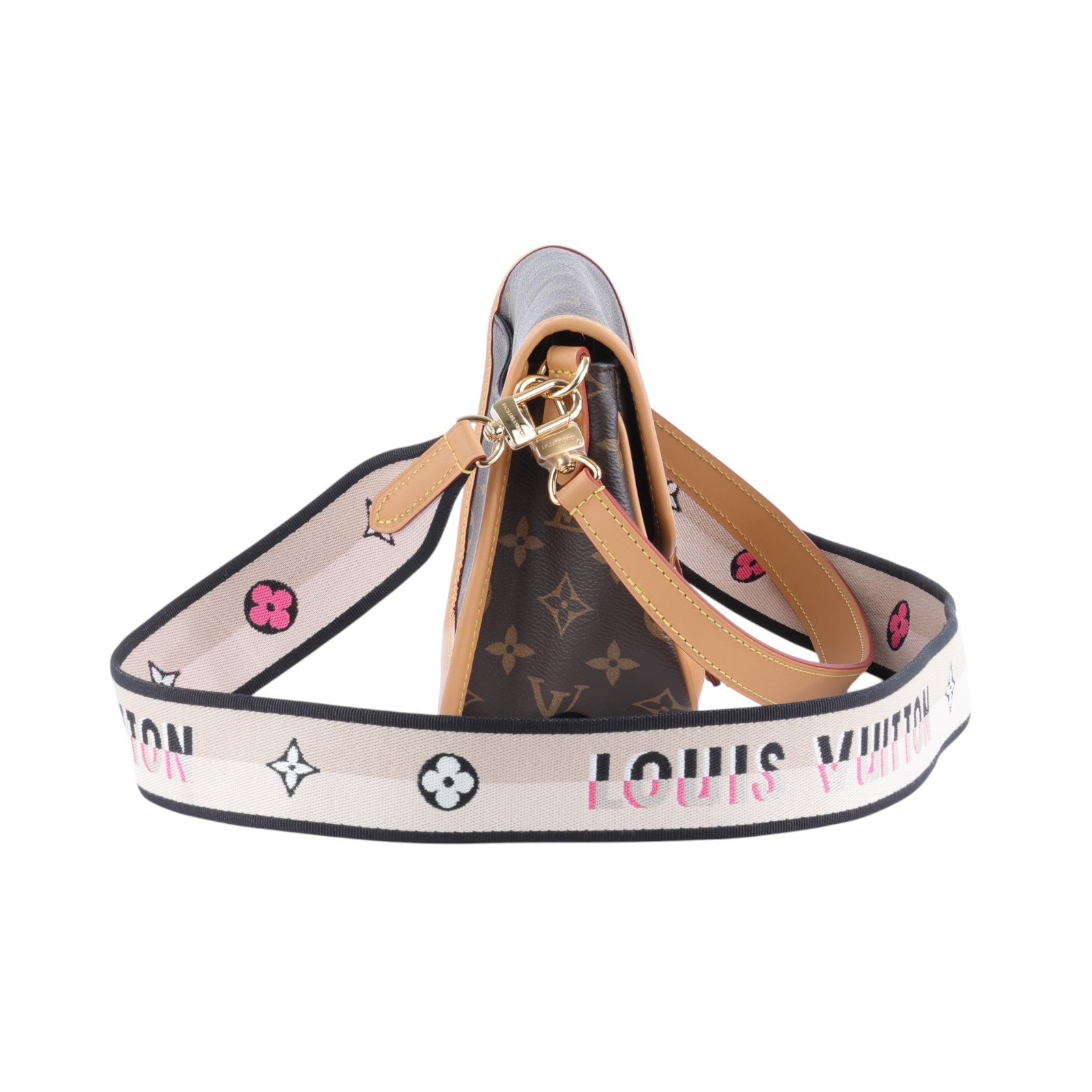 路易威登 LOUIS VUITTON Diane 腋下包法棍 單肩背包 經典帆布 M45985 晶片款 原花DIANE 防塵袋/背帶