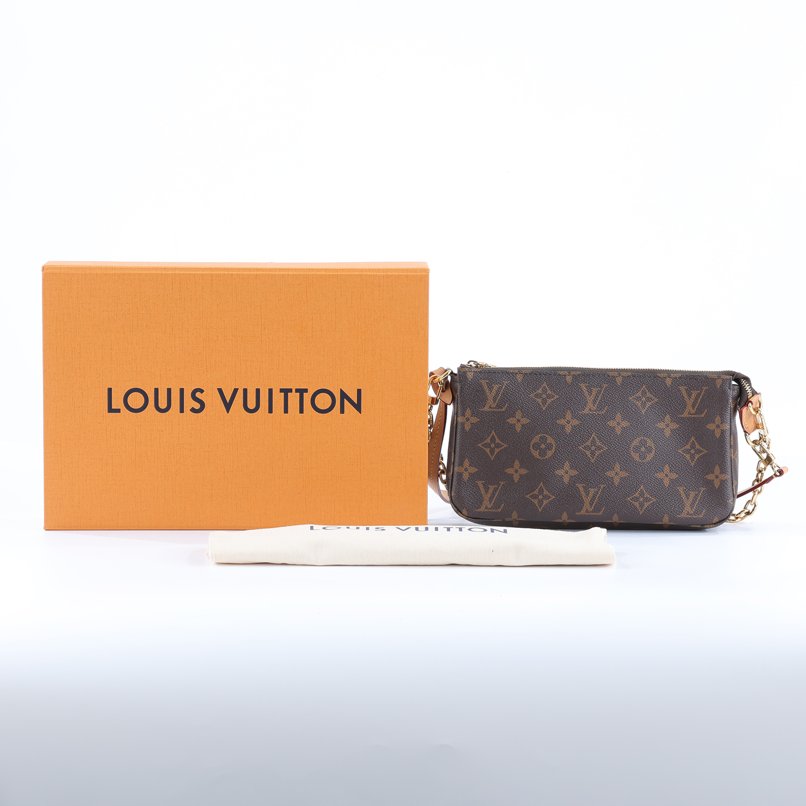 路易威登 LOUIS VUITTON Pochette Accessoires Monogram帆布 鏈帶 肩背 錢包 M82766 晶片款  防塵袋/原廠盒子/STARP