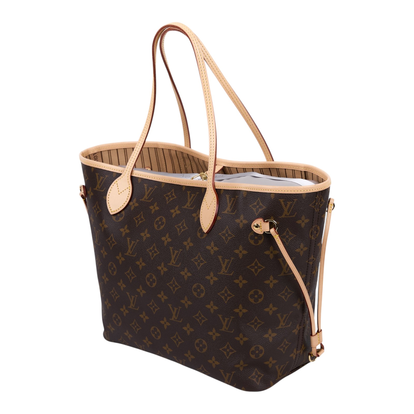 路易威登 LOUIS VUITTON Neverfull MM  經典帆布 肩背 購物袋 紅玫米黃雙色內襯 M46975 晶片款  原廠盒子/防塵袋/內袋/購買證明