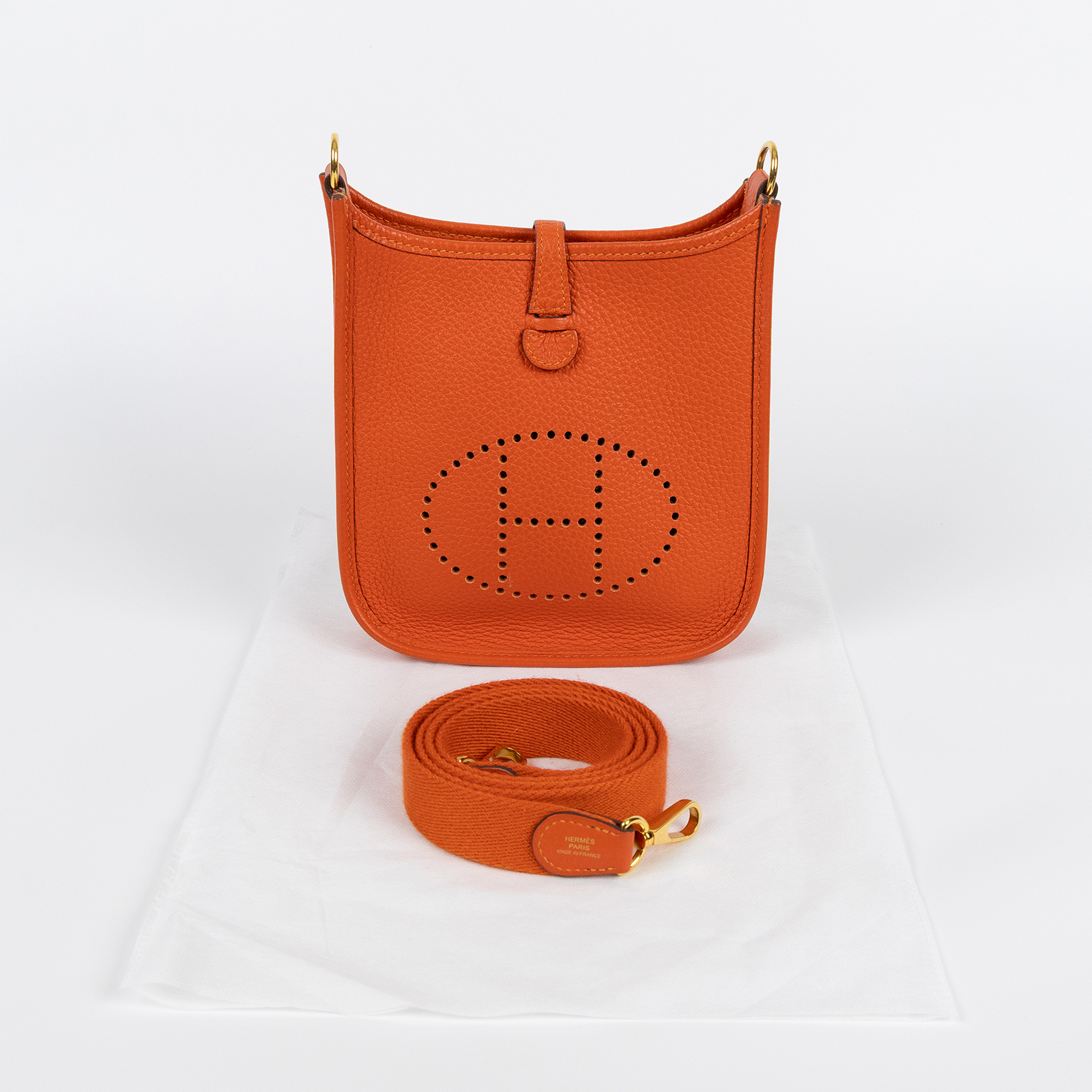 愛馬仕 Hermes Evelyne Bag Mini 伊芙琳包 Evelyne 16 EV16 Z 1G 012 AU Z刻橘色EVELYNE MINI 背帶