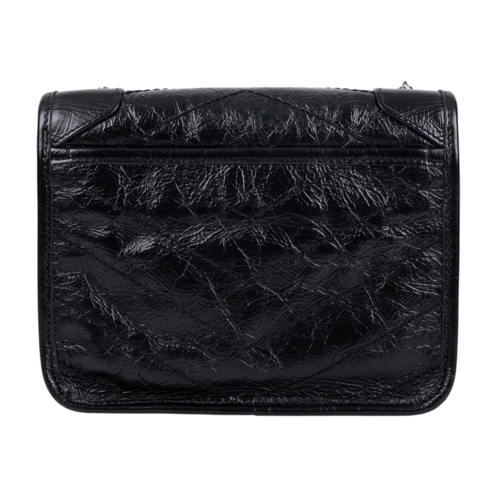 聖羅蘭 YSL SAINT LAURENT Niki 復古皮革 手袋 銀色五金 5831030EN04 黑NIKI WOC 原廠盒子/防塵袋