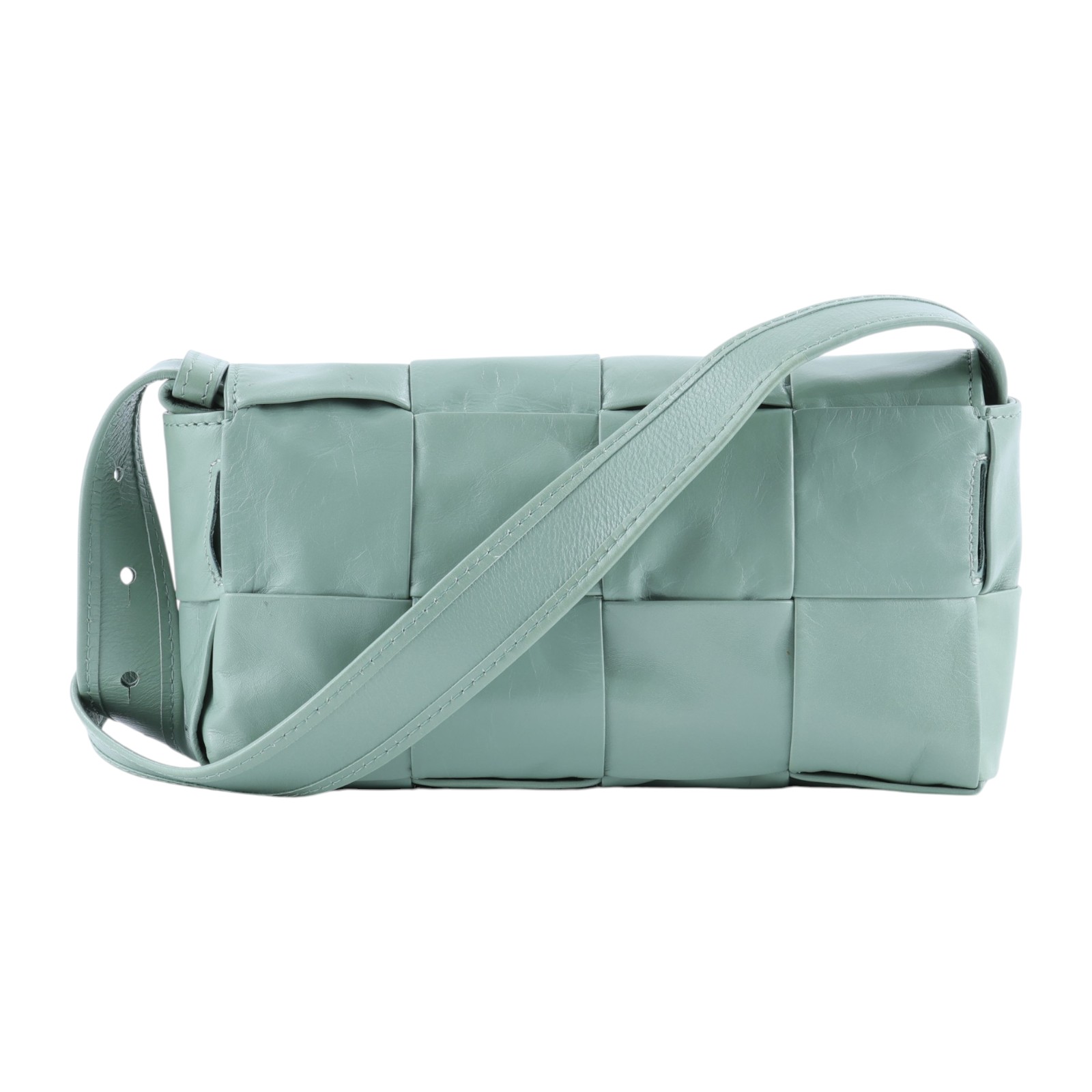 寶緹嘉 BOTTEGA VENETA Cassette 方形編織 腰包  淺綠CASSETTE 4X2 防塵袋