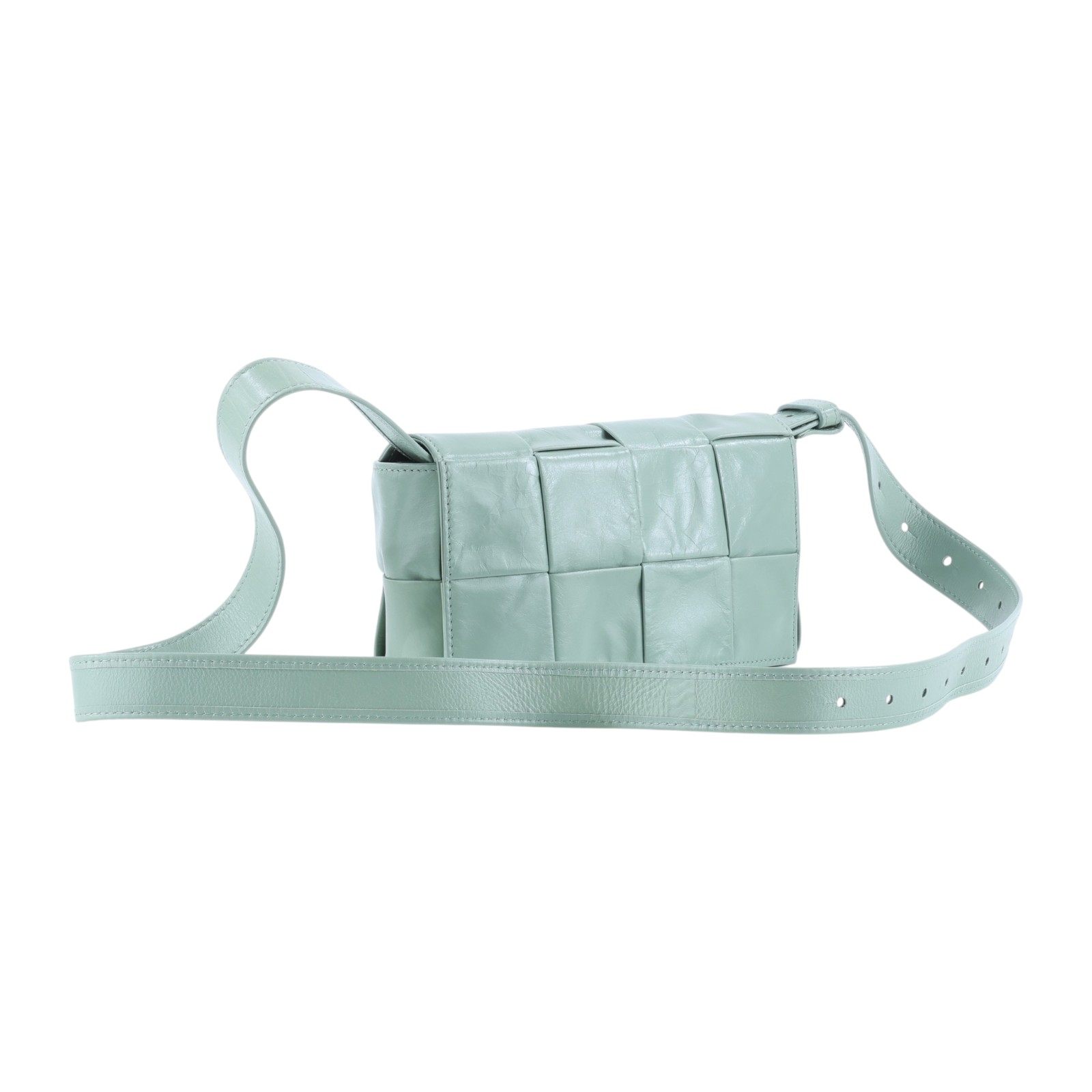 寶緹嘉 BOTTEGA VENETA Cassette 方形編織 腰包  淺綠CASSETTE 4X2 防塵袋