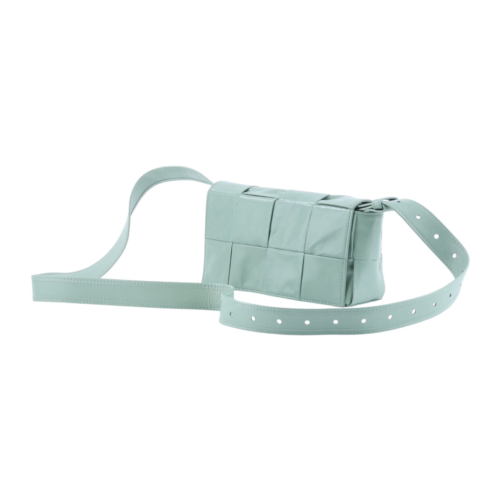 寶緹嘉 BOTTEGA VENETA Cassette 方形編織 腰包  淺綠CASSETTE 4X2 防塵袋