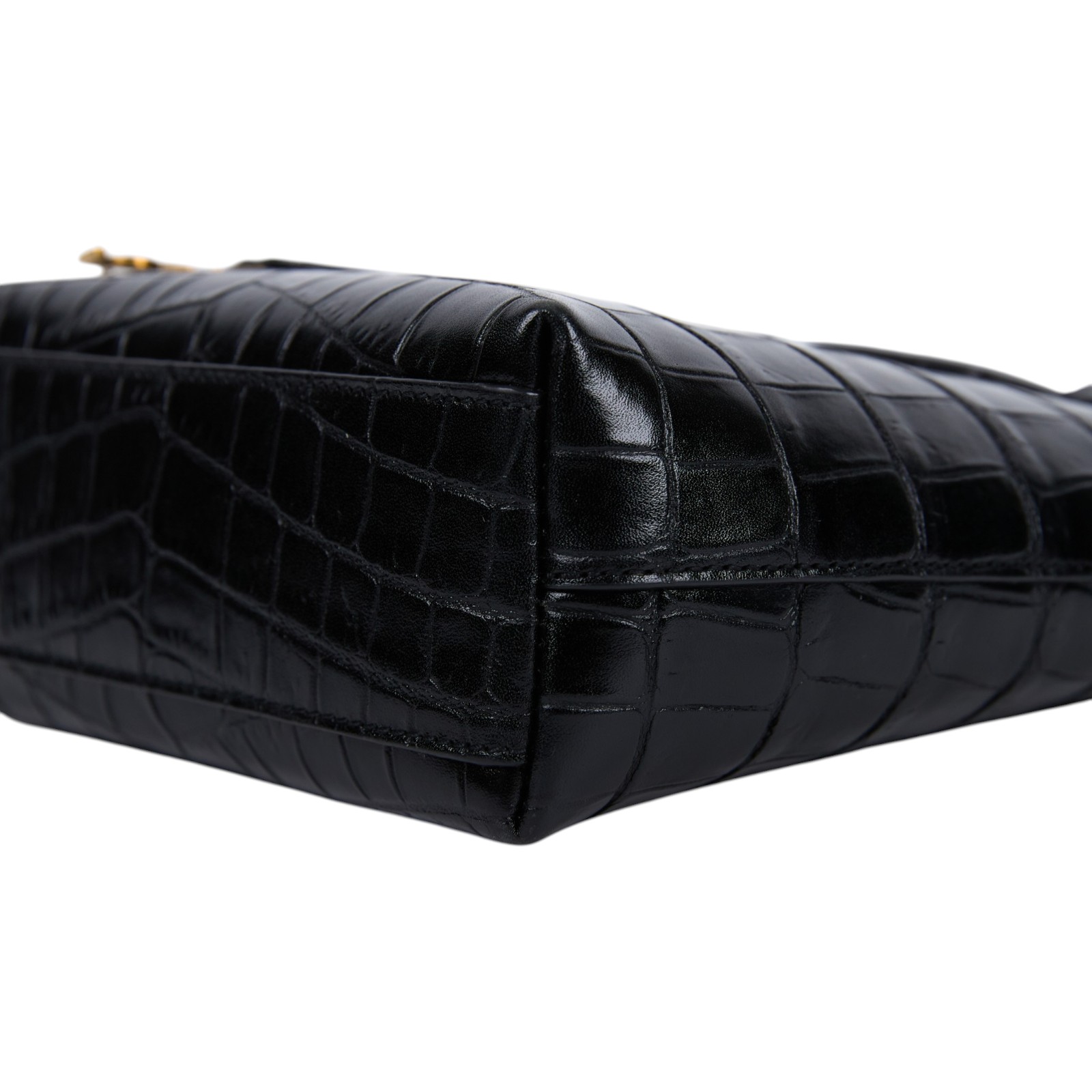 聖羅蘭 YSL SAINT LAURENT Toy Shopping 迷你鱷魚皮壓紋 購物袋 迷你 712367AAAOH 黑鱷魚壓紋兩用包 原廠盒子/防塵袋