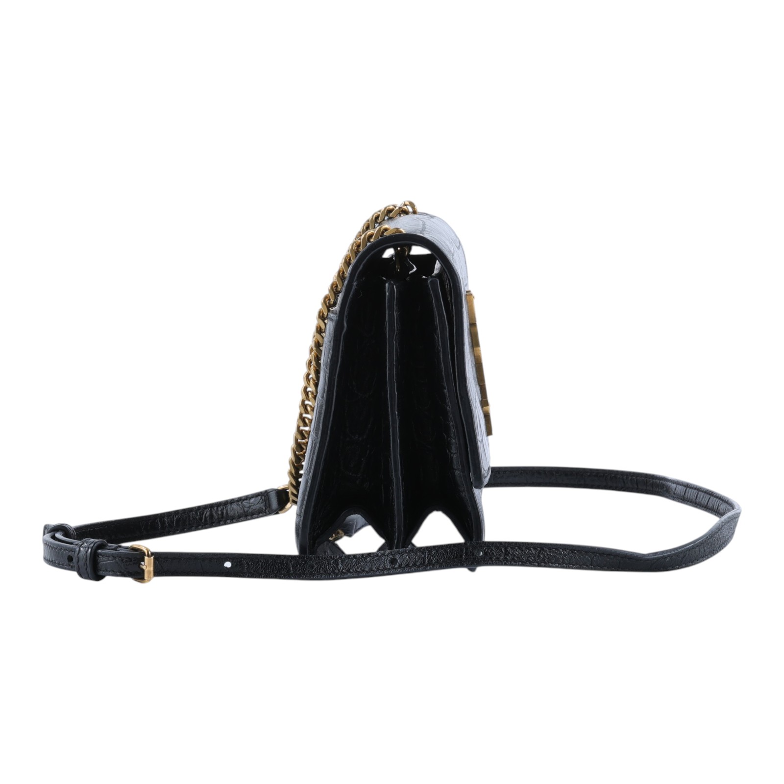 聖羅蘭 YSL SAINT LAURENT 斜背包 515822_Crocembossed 黑鱷魚壓紋WOC 防塵袋