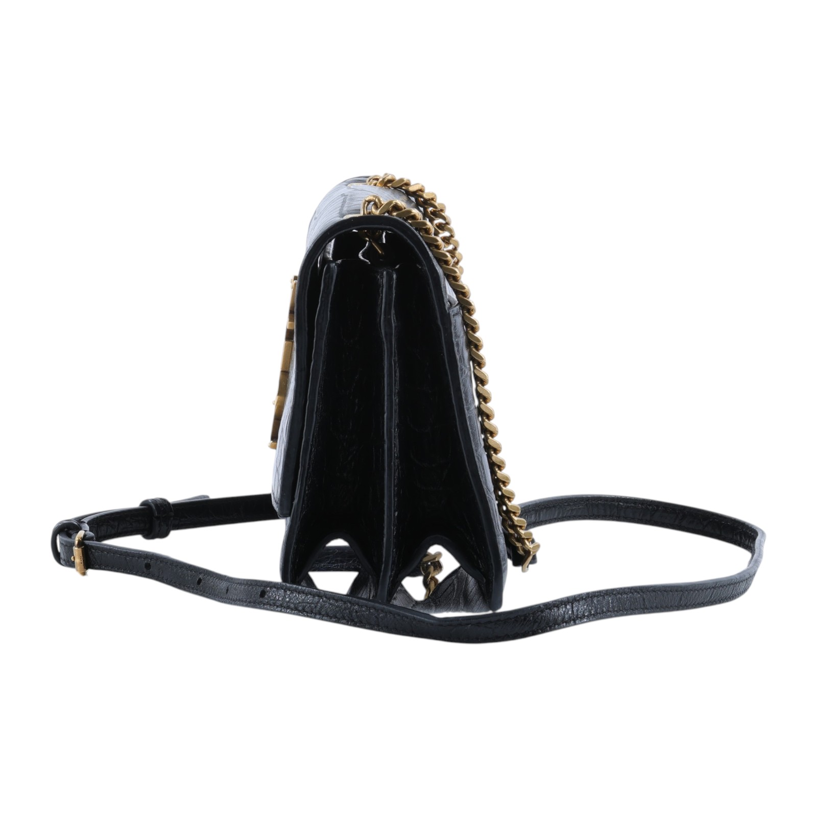 聖羅蘭 YSL SAINT LAURENT 斜背包 515822_Crocembossed 黑鱷魚壓紋WOC 防塵袋