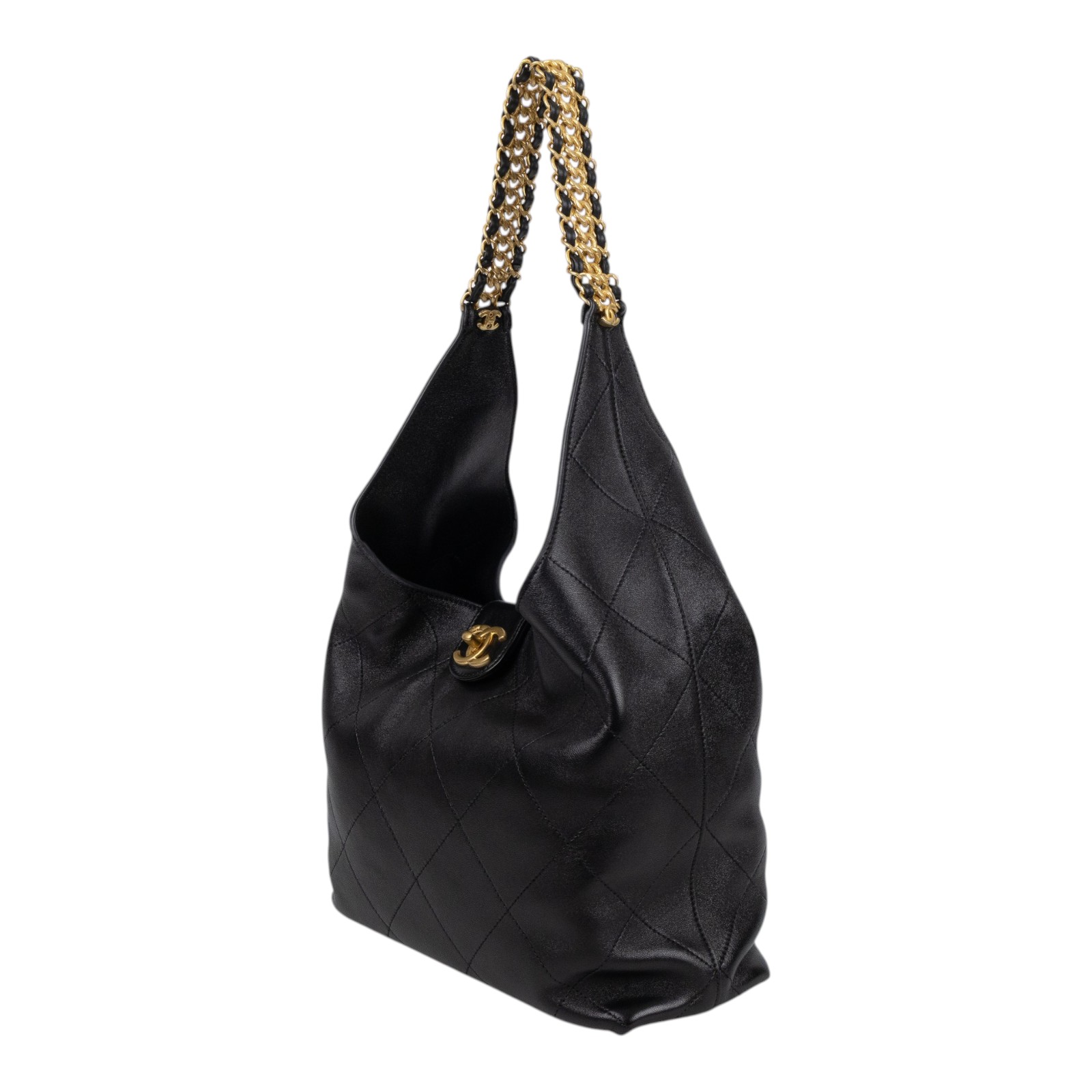 香奈兒 CHANEL Hobo 流浪包 肩背包 腋下包 AS5425 晶片款 黑羊金釦Hobo肩背包 防塵袋