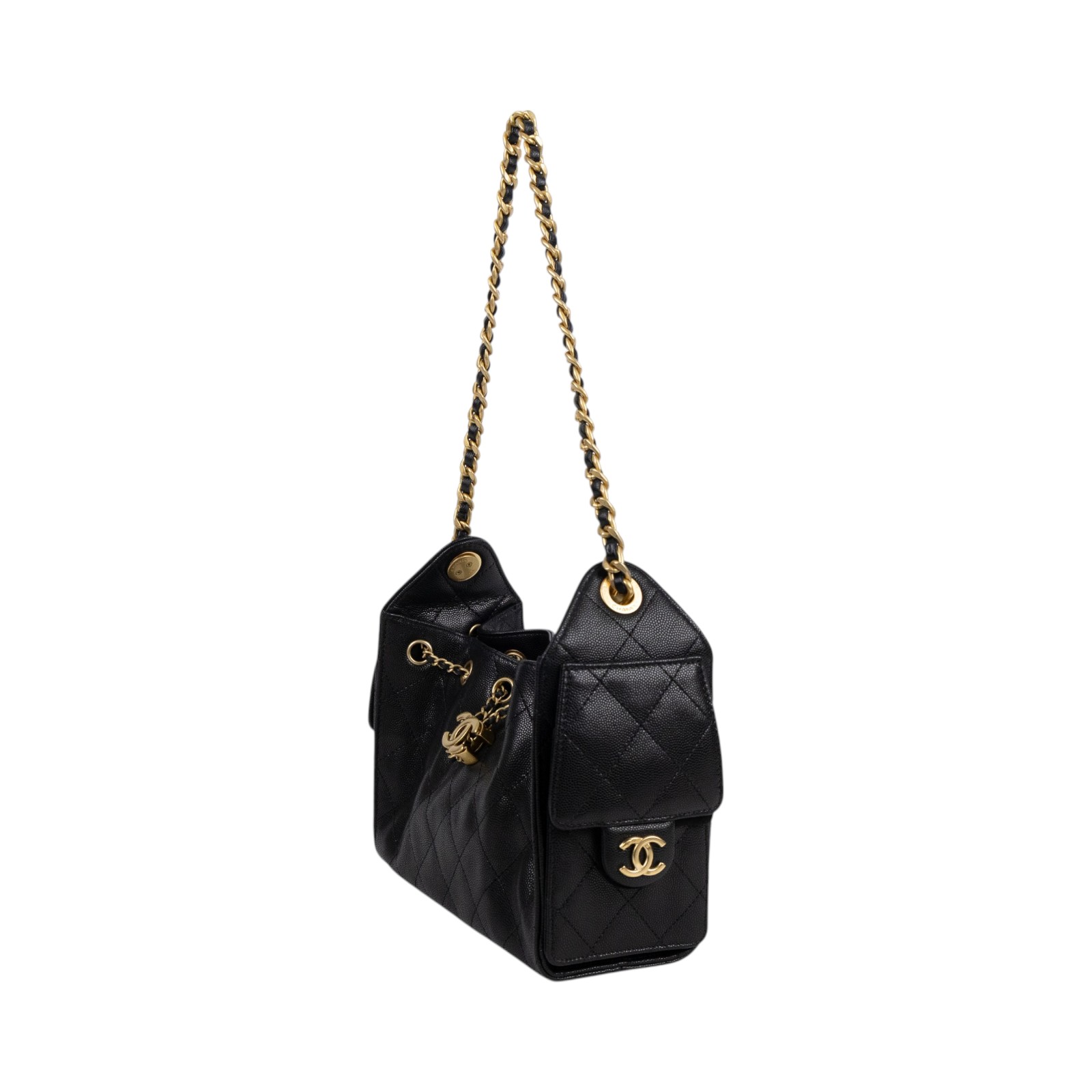 香奈兒 CHANEL 25 迷你包 AS5631 晶片款 黑金荔枝25包 MINI 原廠盒子/防塵袋