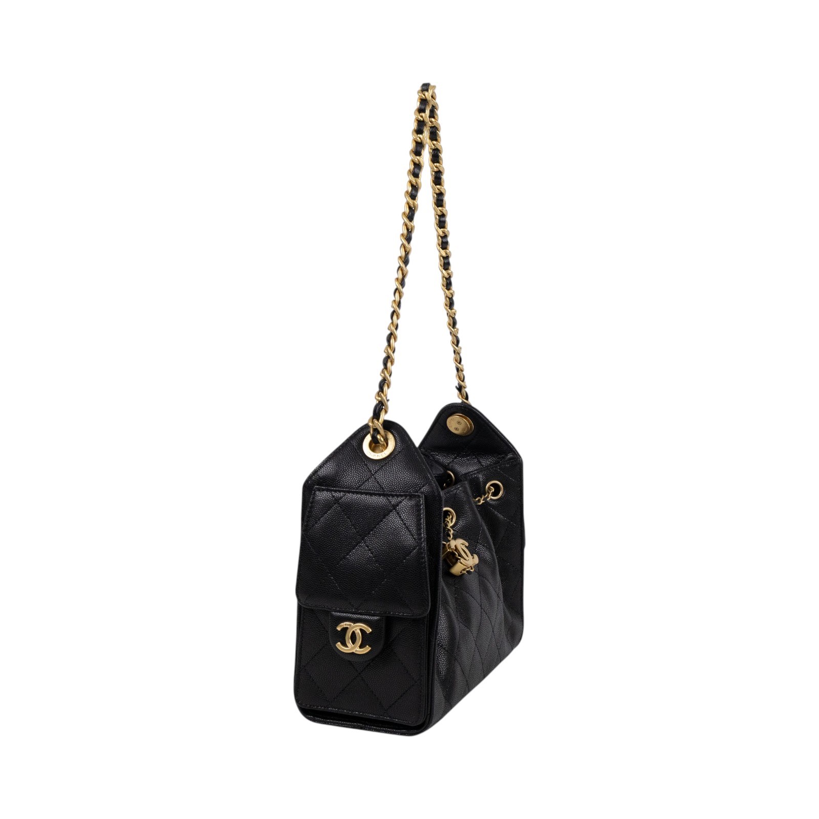 香奈兒 CHANEL 25 迷你包 AS5631 晶片款 黑金荔枝25包 MINI 原廠盒子/防塵袋