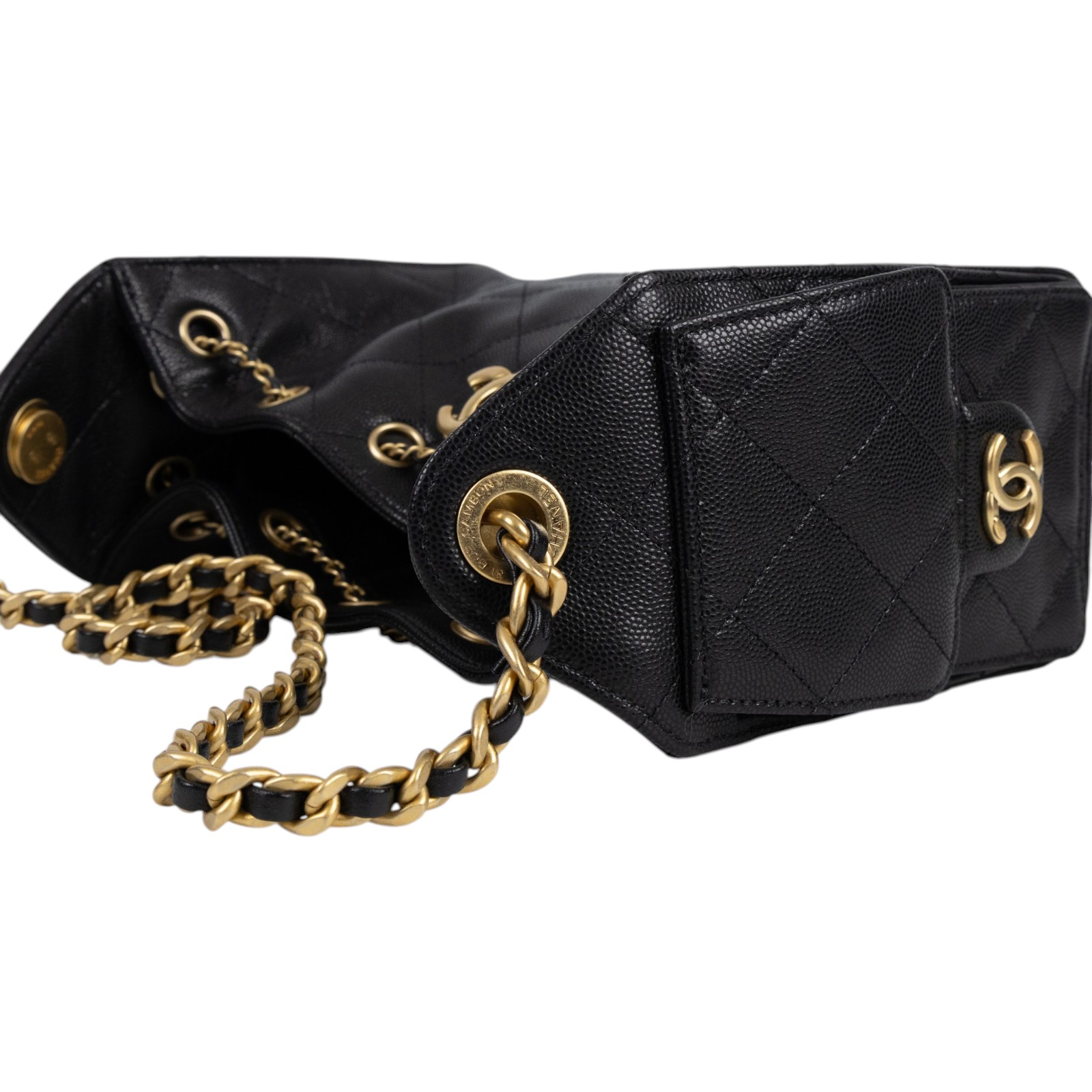 香奈兒 CHANEL 25 迷你包 AS5631 晶片款 黑金荔枝25包 MINI 原廠盒子/防塵袋
