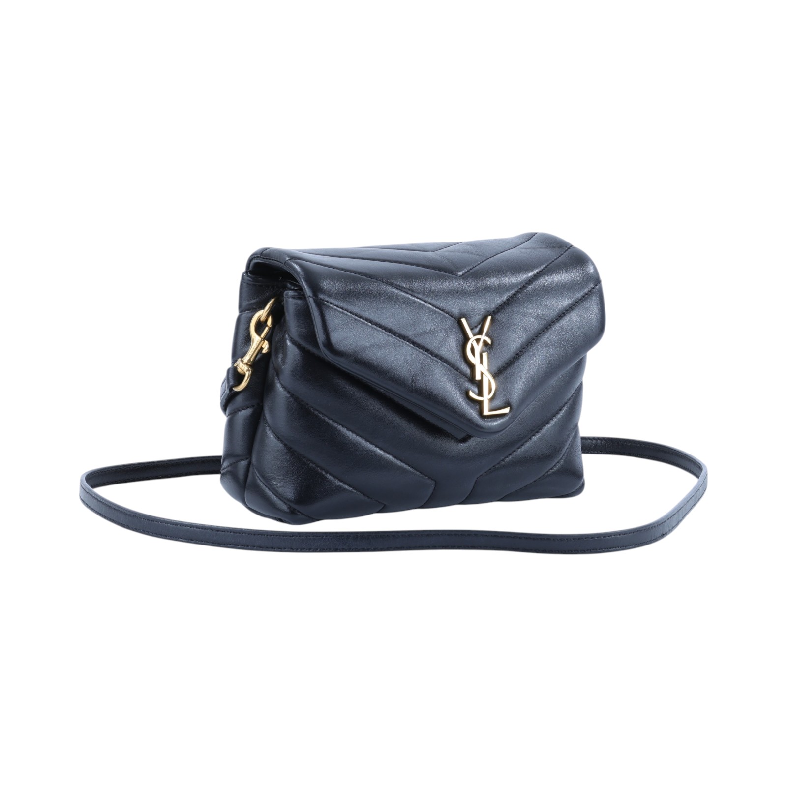 聖羅蘭 YSL SAINT LAURENT Loulou 絎縫 皮革 TOY 手袋 金色五金 630951DV707 黑金LOULOU TOY 無附屬品