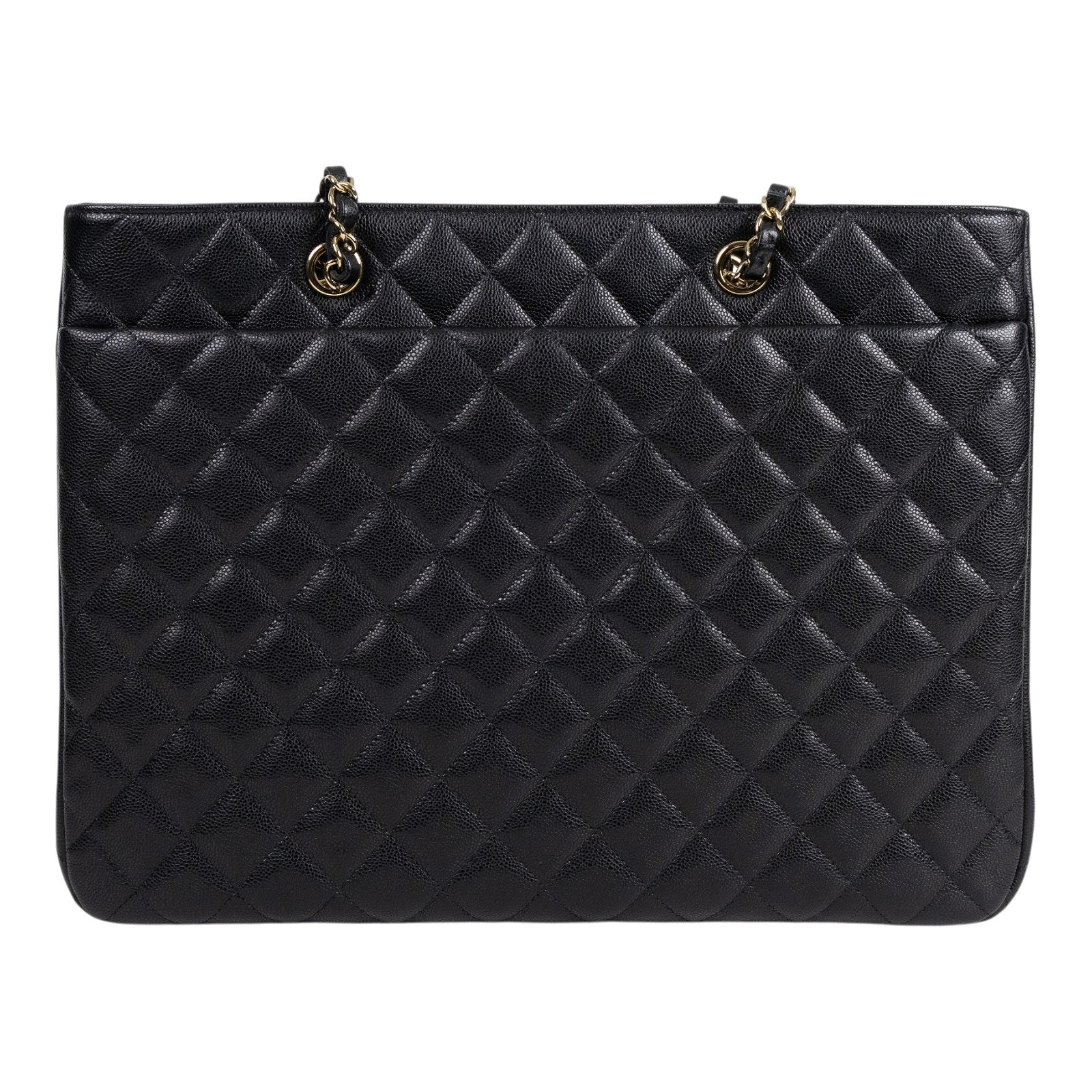 香奈兒 CHANEL CC logo 肩背 托特包 A91046 晶片款 黑荔枝LARGE TOTE 防塵袋/小冊