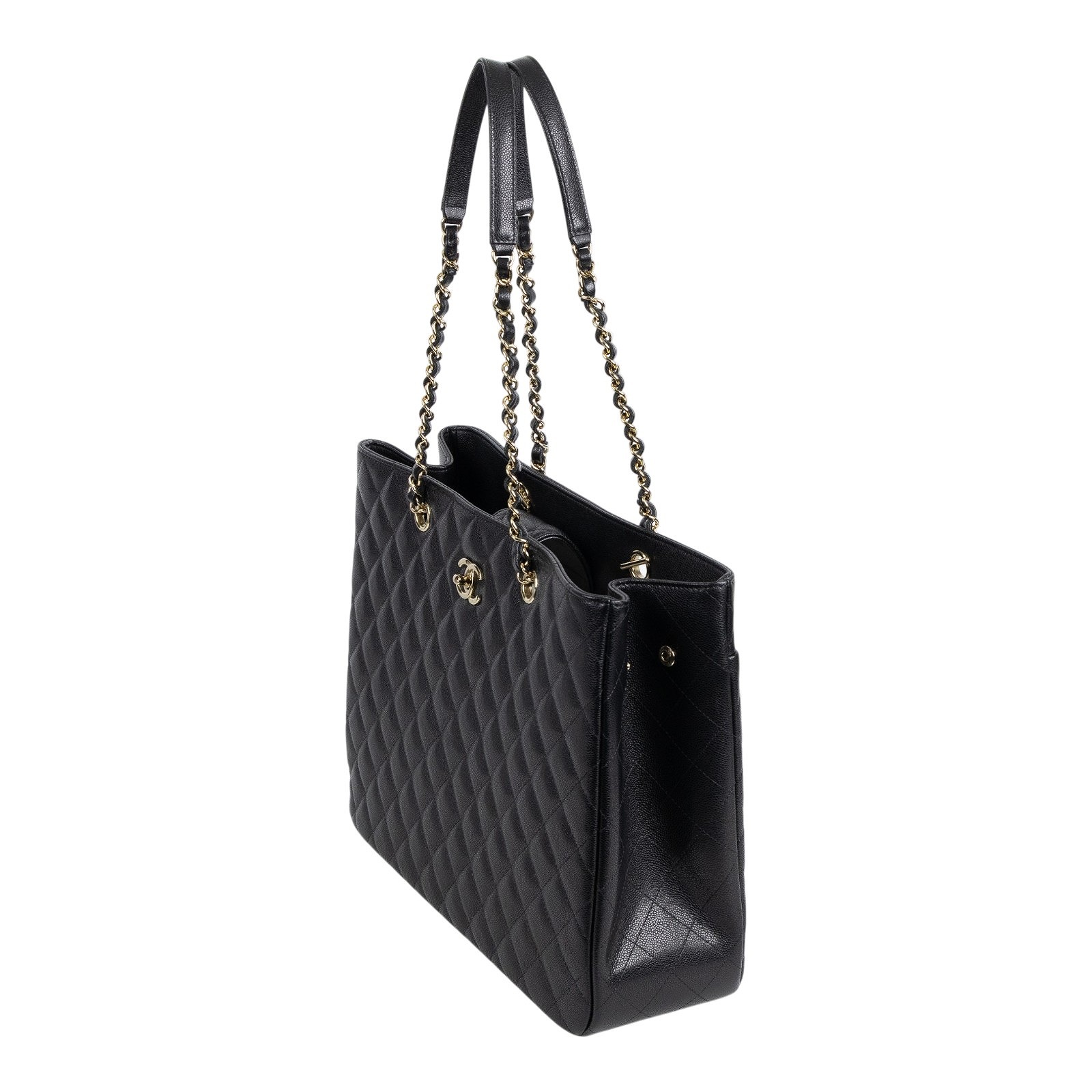 香奈兒 CHANEL CC logo 肩背 托特包 A91046 晶片款 黑荔枝LARGE TOTE 防塵袋/小冊