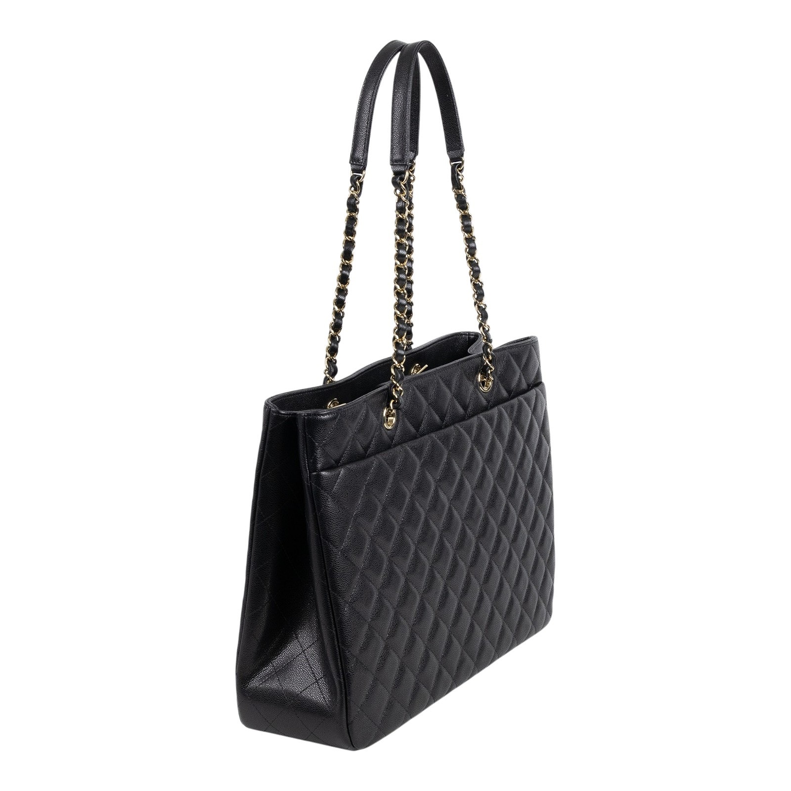 香奈兒 CHANEL CC logo 肩背 托特包 A91046 晶片款 黑荔枝LARGE TOTE 防塵袋/小冊