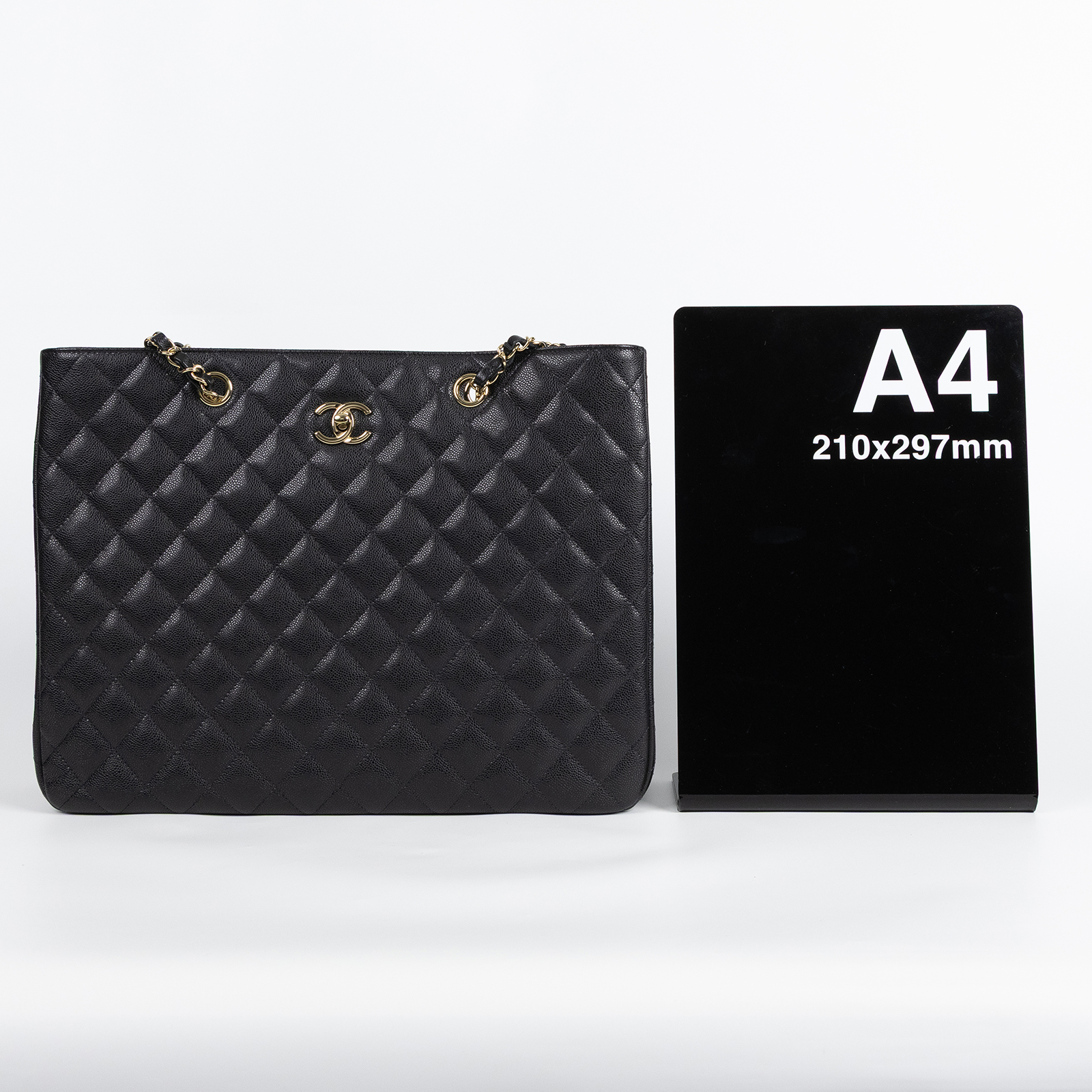 香奈兒 CHANEL CC logo 肩背 托特包 A91046 晶片款 黑荔枝LARGE TOTE 防塵袋/小冊