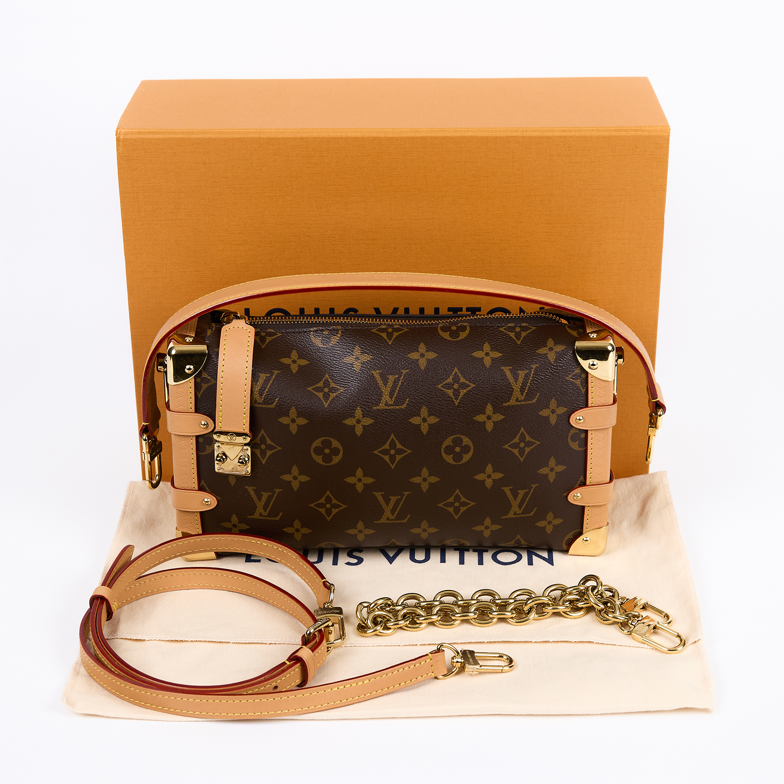 路易威登 LOUIS VUITTON Side Trunk MM East West 肩背包 斜背包 老花 M28385 晶片款  原廠盒子/防塵袋/背帶3