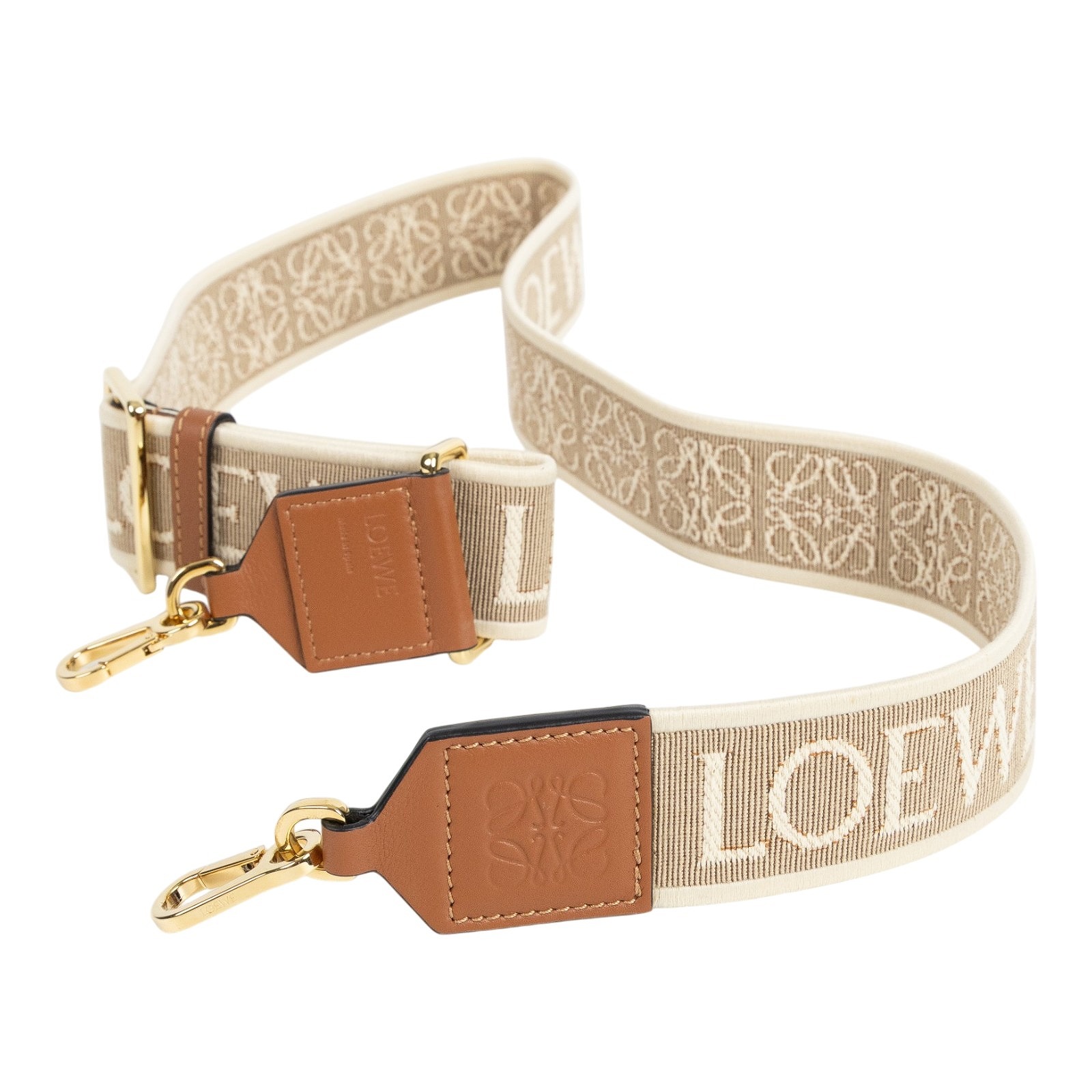 羅意威 LOEWE 緹花織 小牛皮 Anagram 肩帶 C073T87X01 棕帆布Anagram背帶 防塵袋