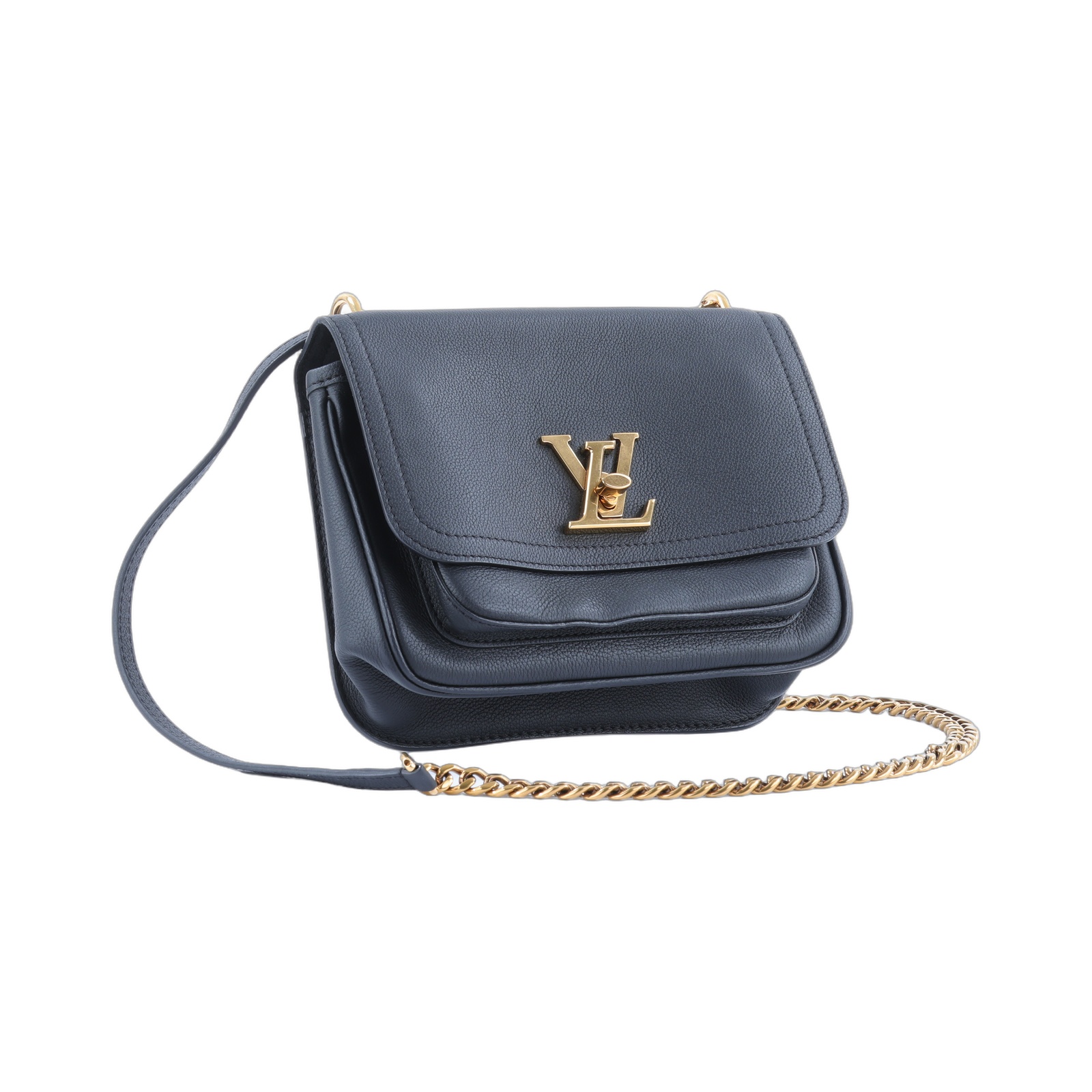 路易威登 LOUIS VUITTON Lockme Chain 肩背包 斜背包 郵差包 M57073 晶片款 黑色LOCKME鍊包 無附屬品