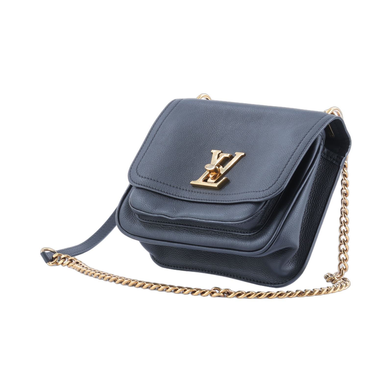 路易威登 LOUIS VUITTON Lockme Chain 肩背包 斜背包 郵差包 M57073 晶片款 黑色LOCKME鍊包 無附屬品