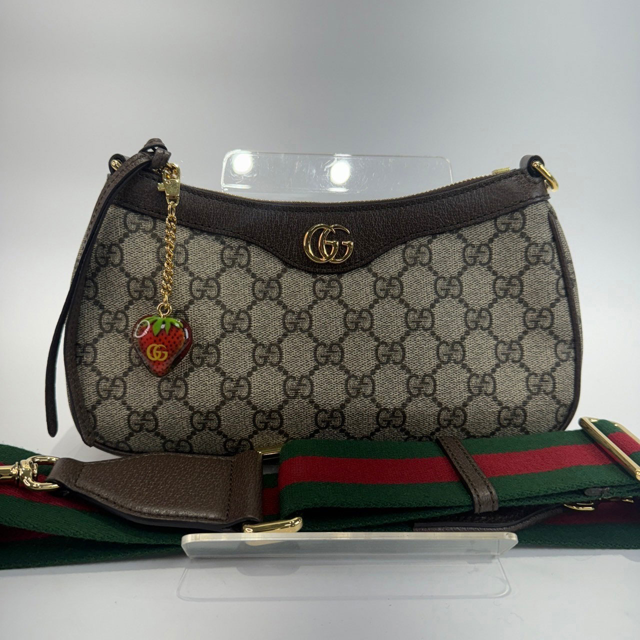 古馳 GUCCI Ophidia 小型 斜背 手袋 735132 草莓斜背包 背帶