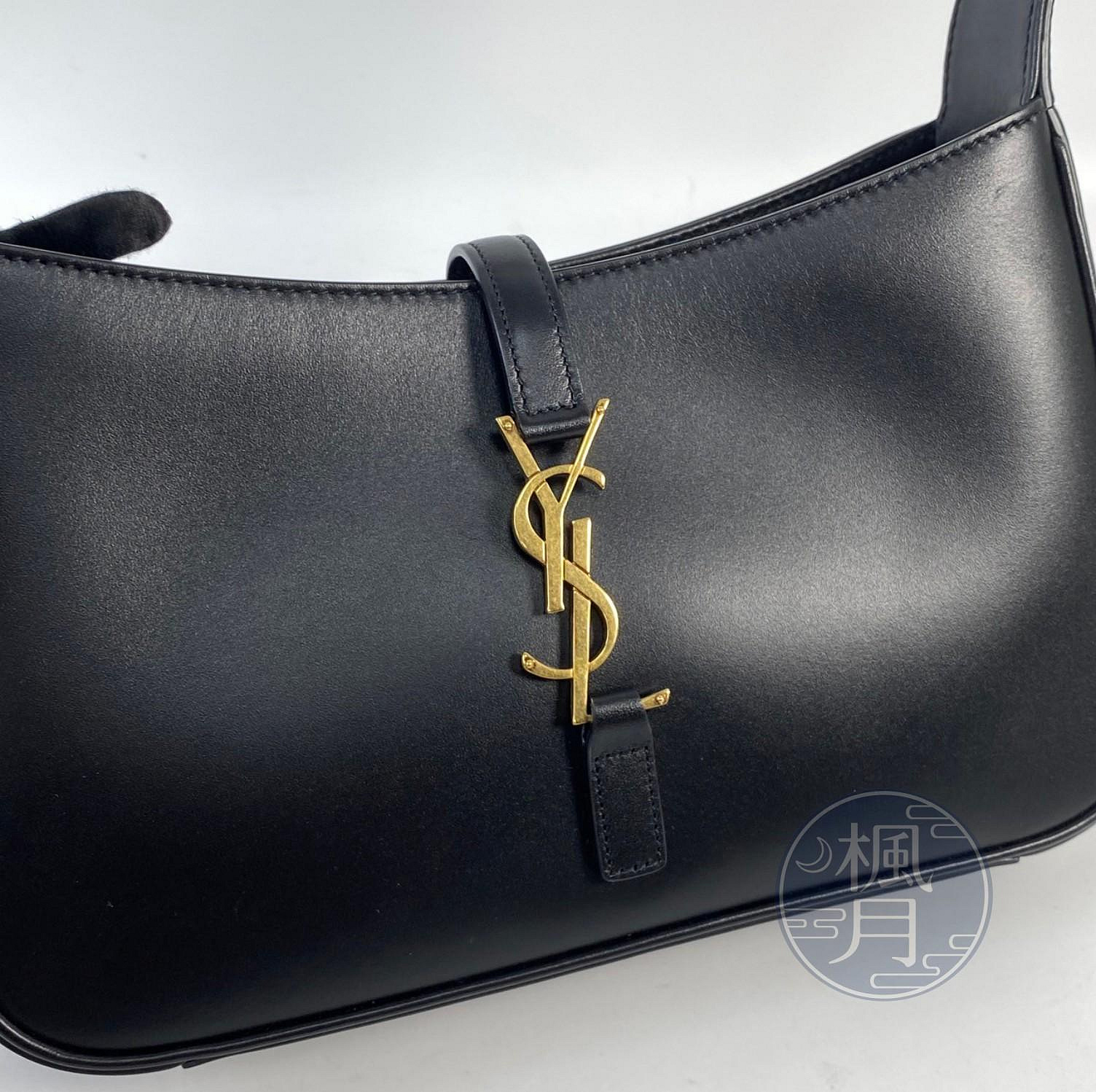 聖羅蘭 YSL SAINT LAURENT LE 5 À 7 滑面皮革 HOBO 手袋 手提包  黑金 Le 5 A 7肩背包 原廠盒子/防塵袋