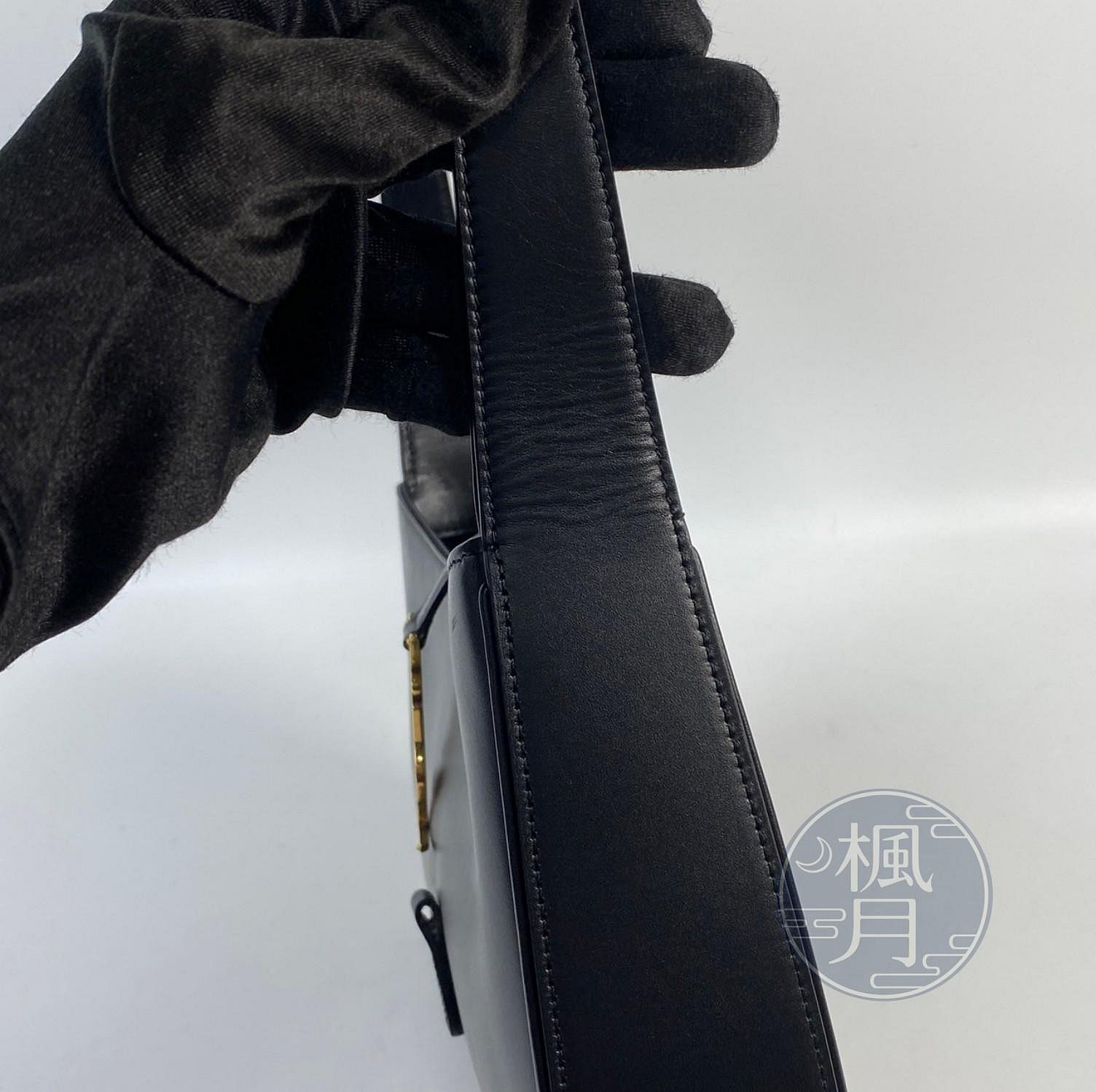 聖羅蘭 YSL SAINT LAURENT LE 5 À 7 滑面皮革 HOBO 手袋 手提包  黑金 Le 5 A 7肩背包 原廠盒子/防塵袋