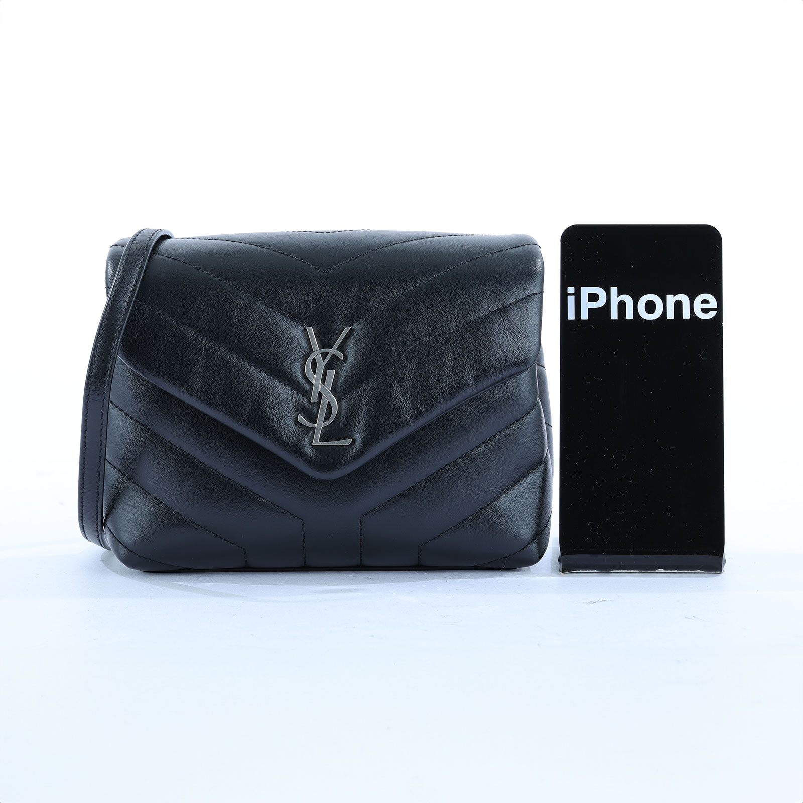 聖羅蘭 YSL SAINT LAURENT Loulou 絎縫 皮革 TOY 手袋 678401DV706 黑銀LOU LOU TOY 原廠盒子