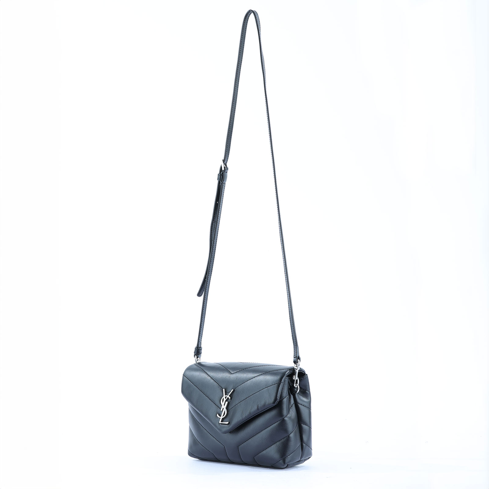 聖羅蘭 YSL SAINT LAURENT Loulou 絎縫 皮革 TOY 手袋 678401DV706 黑銀LOU LOU TOY 原廠盒子