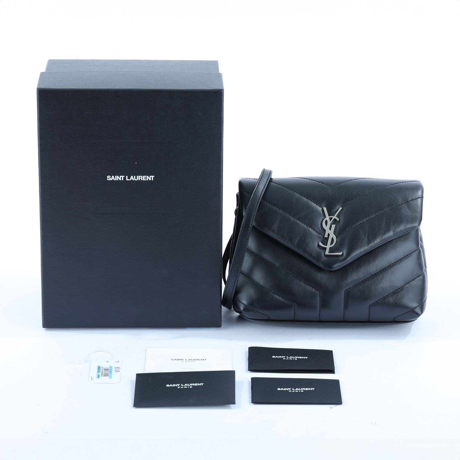 聖羅蘭 YSL SAINT LAURENT Loulou 絎縫 皮革 TOY 手袋 678401DV706 黑銀LOU LOU TOY 原廠盒子