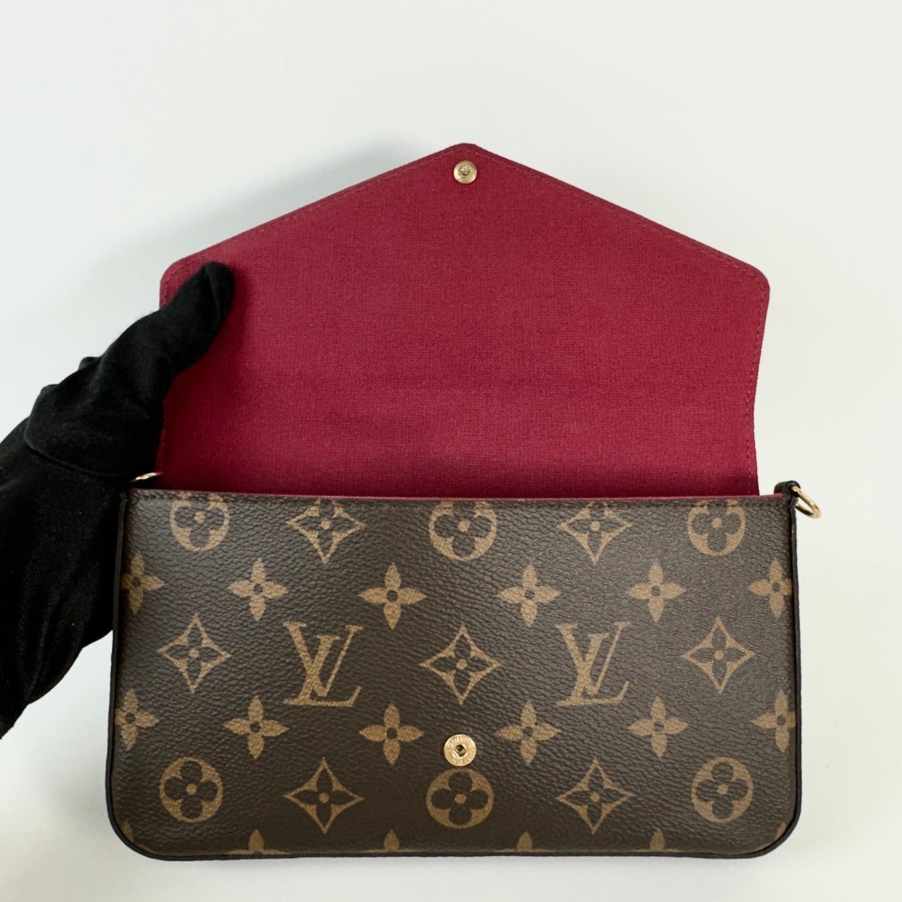 路易威登 LOUIS VUITTON Pochette Félicie 三合一鏈條包 紫紅色 M61276  防塵袋